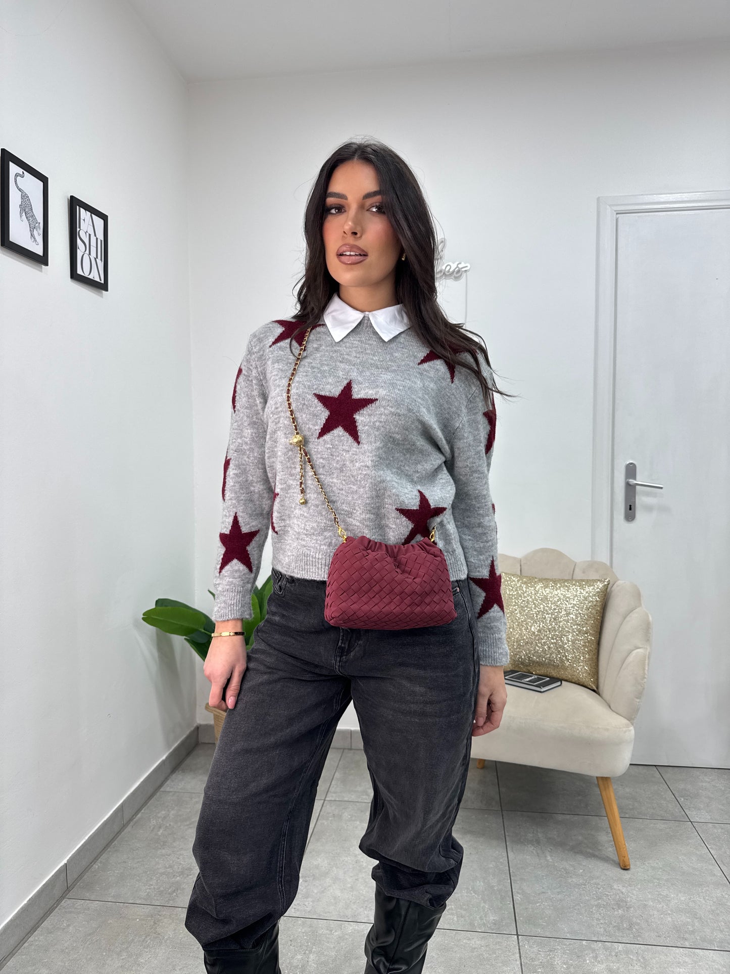 Pull Star Grigio Bordeaux