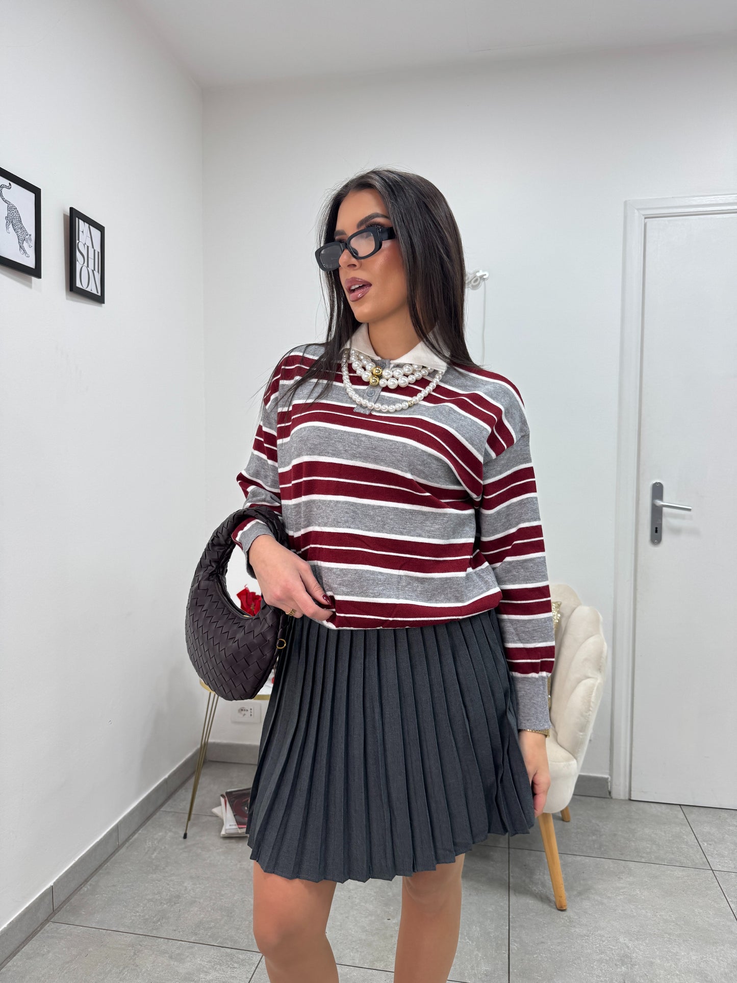 Gonna Plissé Grigia