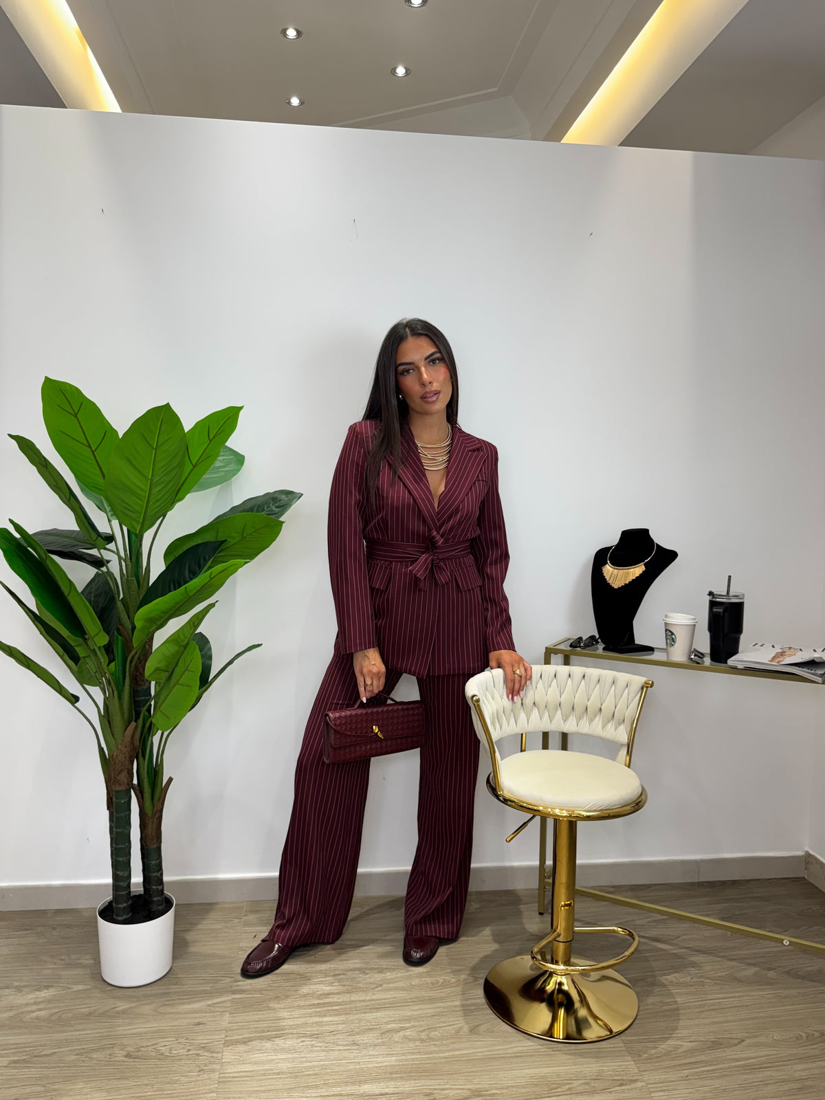 Tailleur Gessato Bordeaux