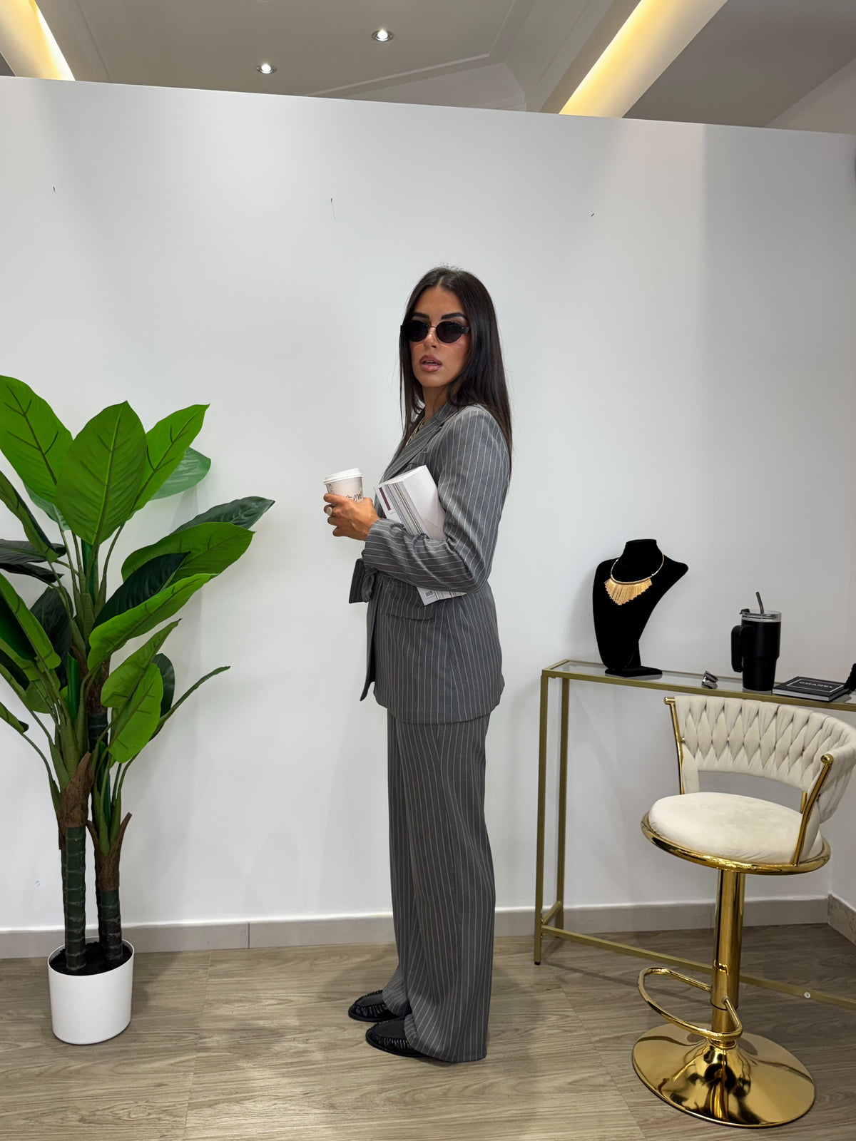 Tailleur Gessato Grigio