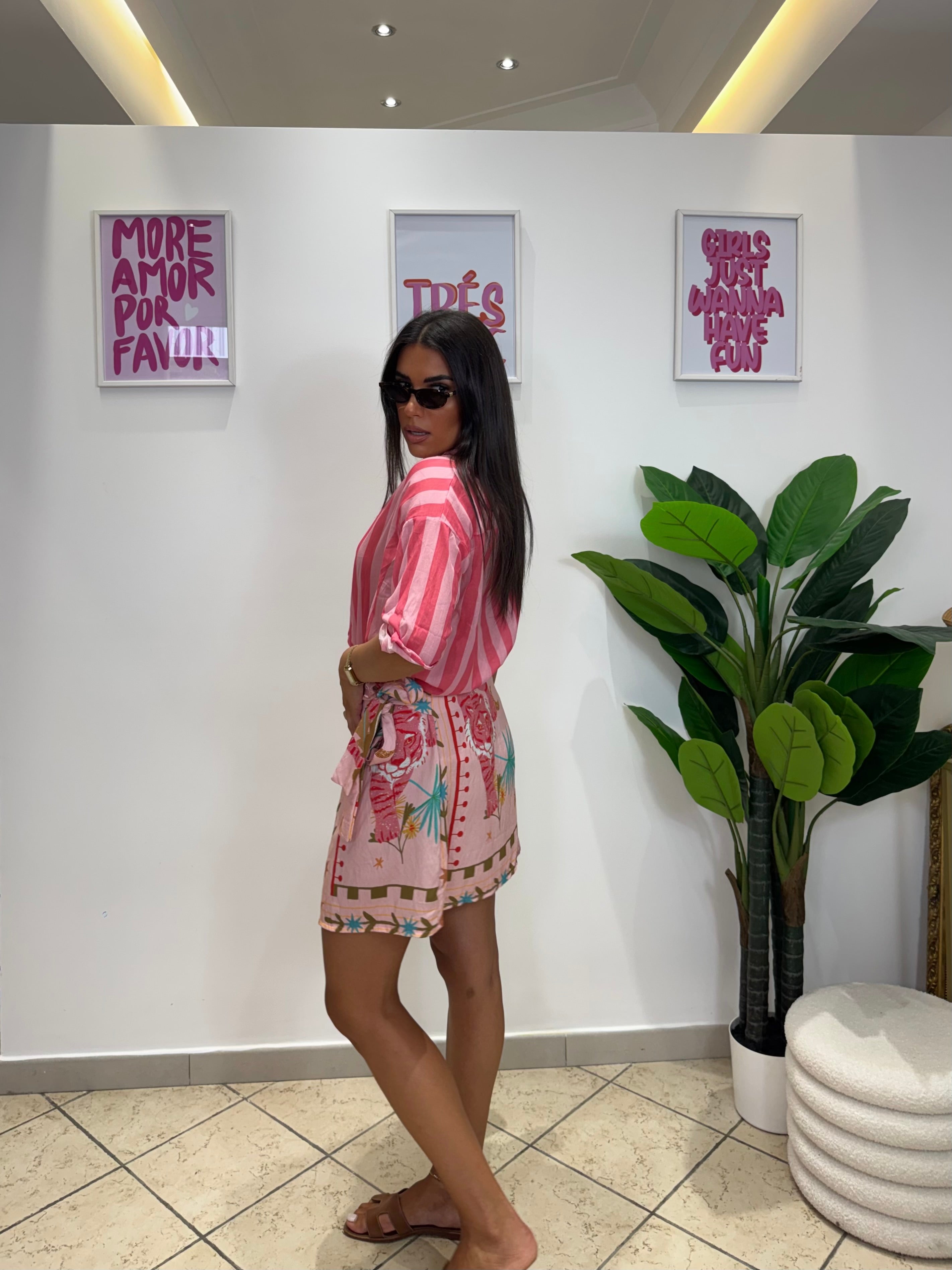 Camicia Righe Rosa/Fucsia