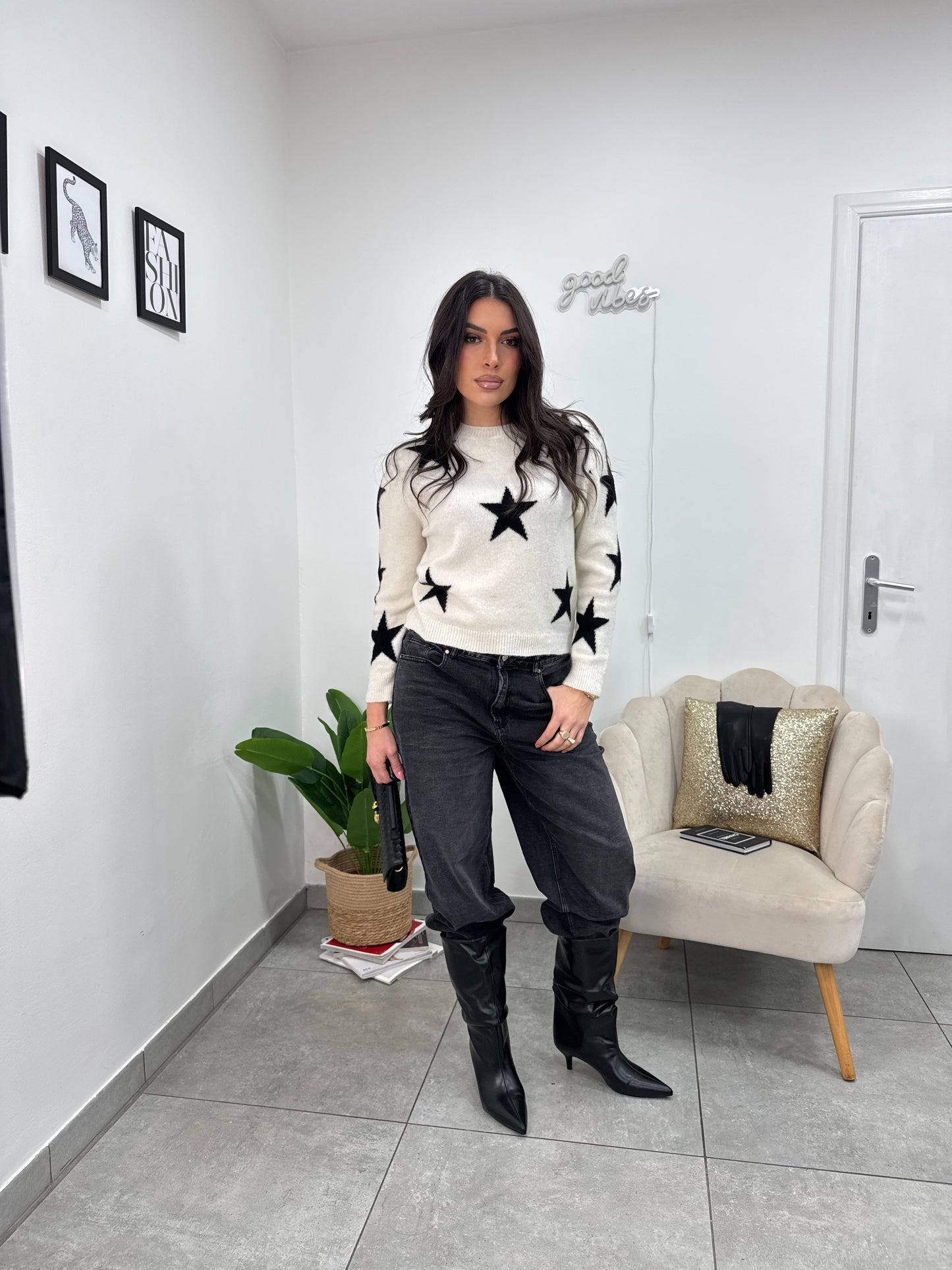 Pull Star Bianco Nero