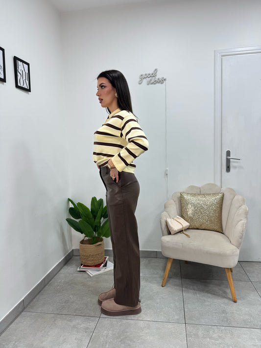 Pantaloni Ecopelle Marrone