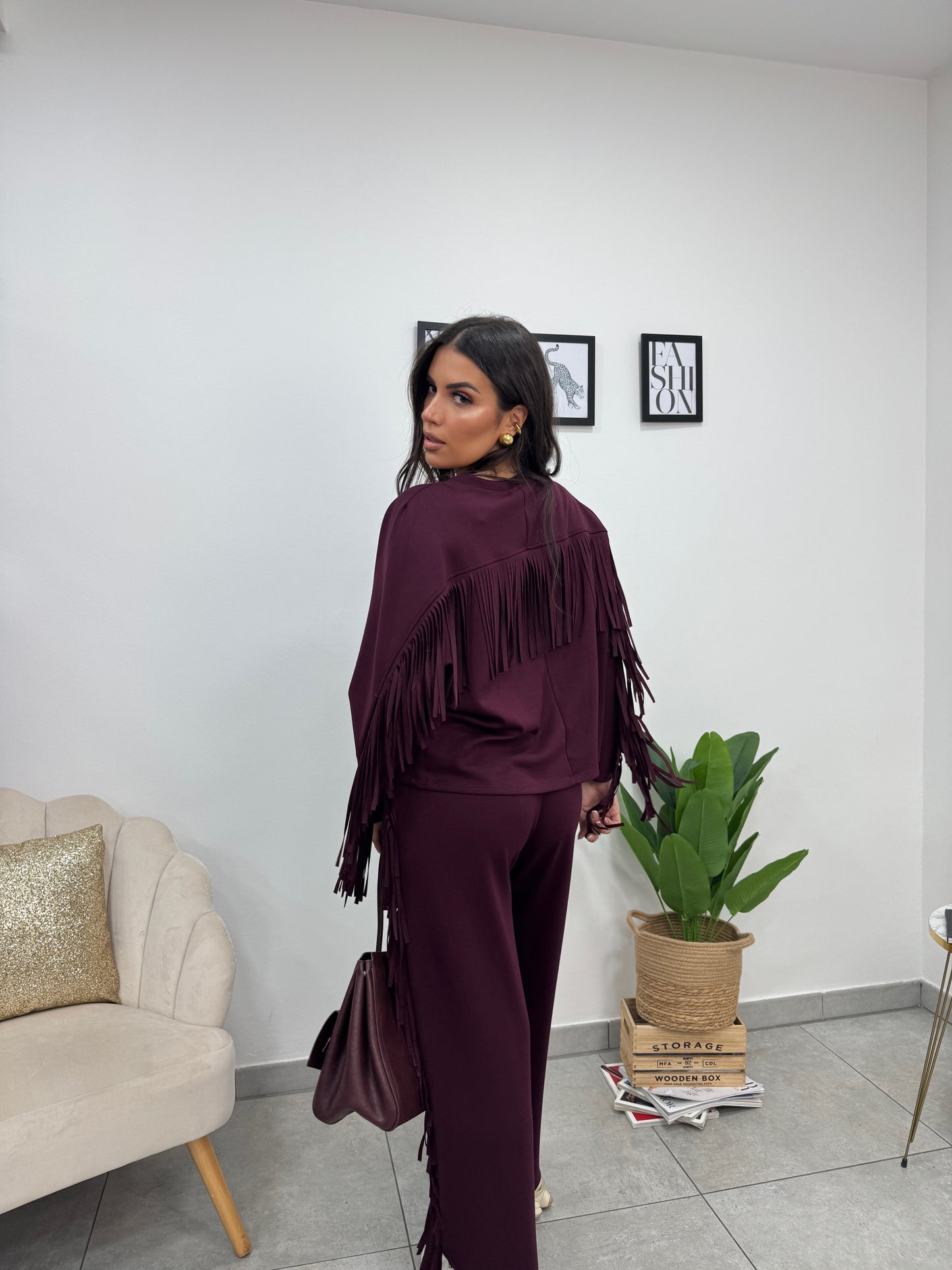 Pantalone Tuta Frange Burgundy