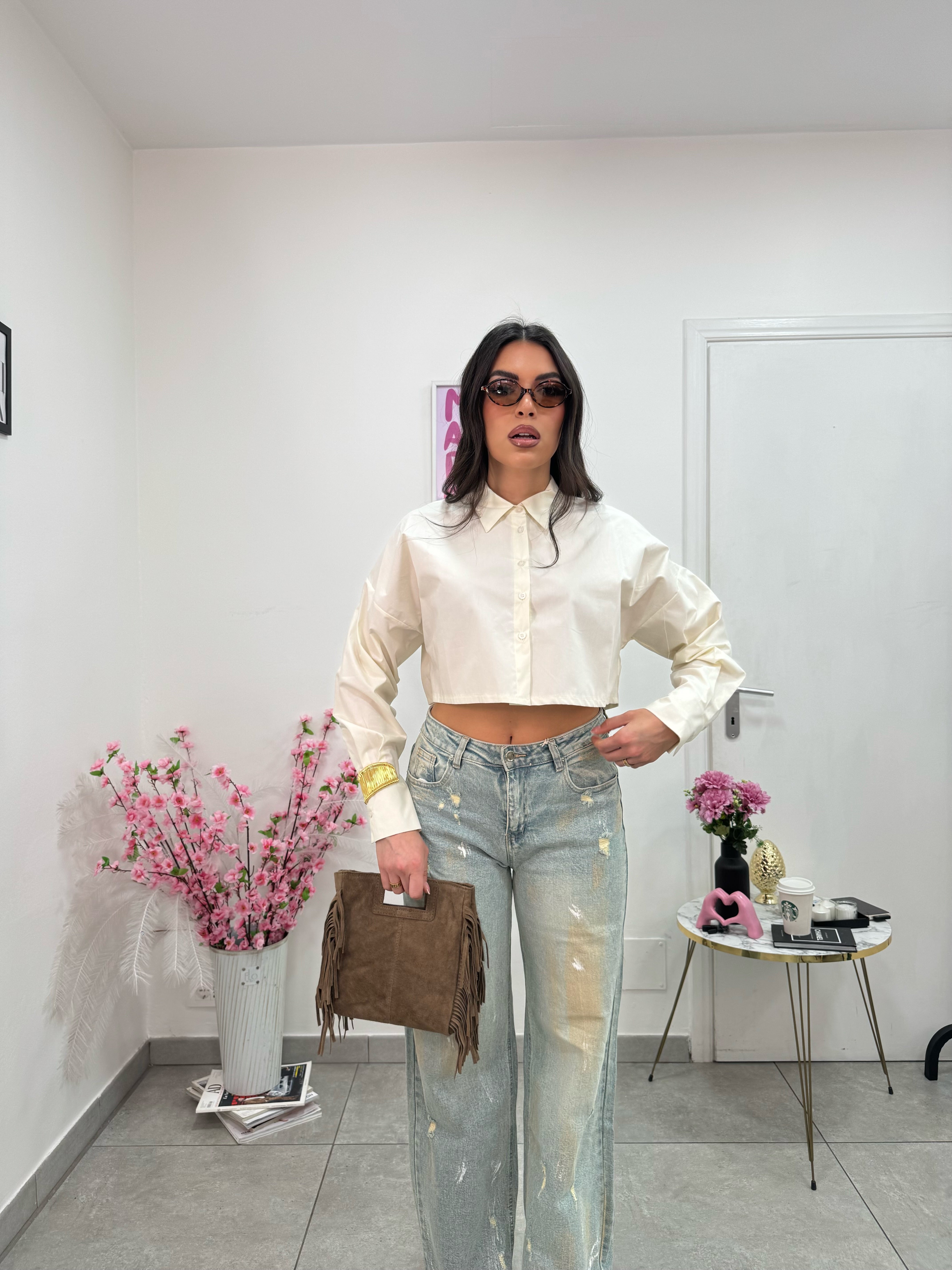 Camicia Crop Panna