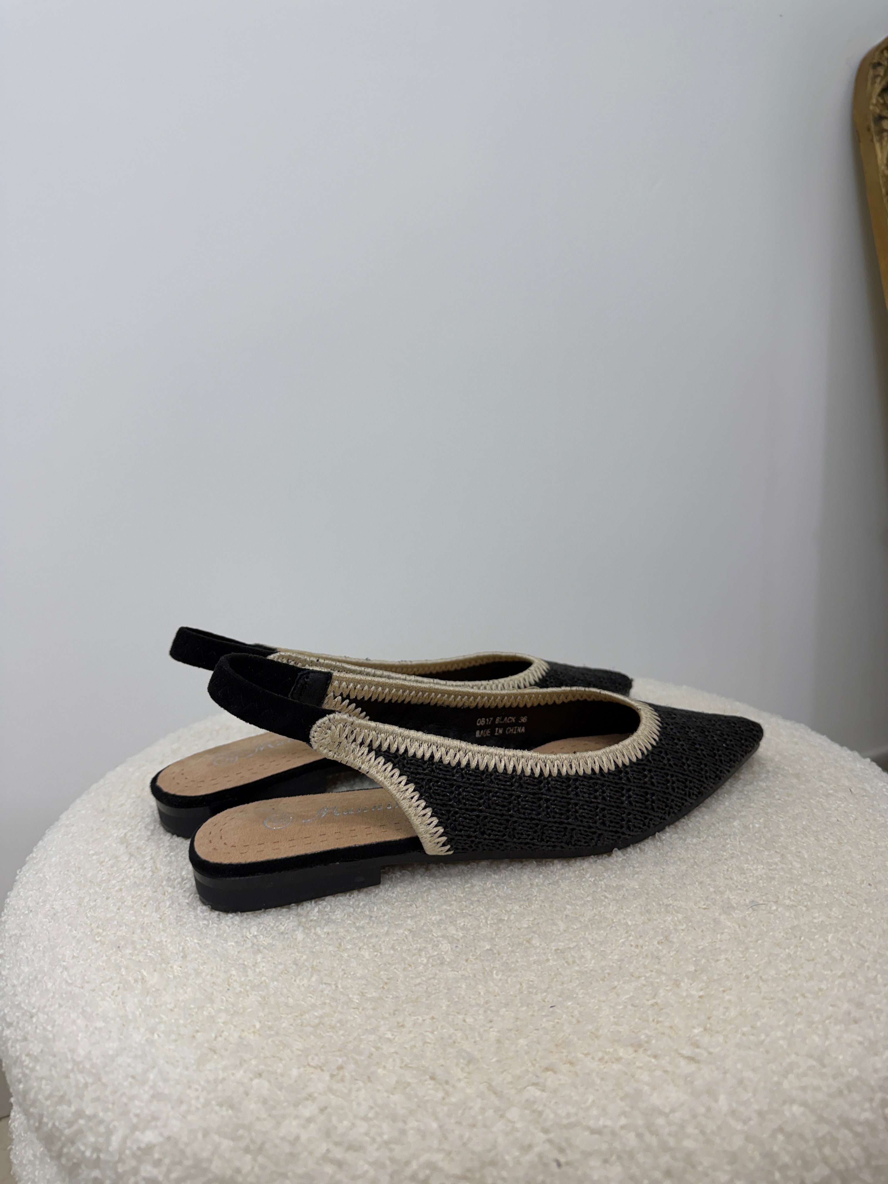 Ballerine Slingback Boho Nere