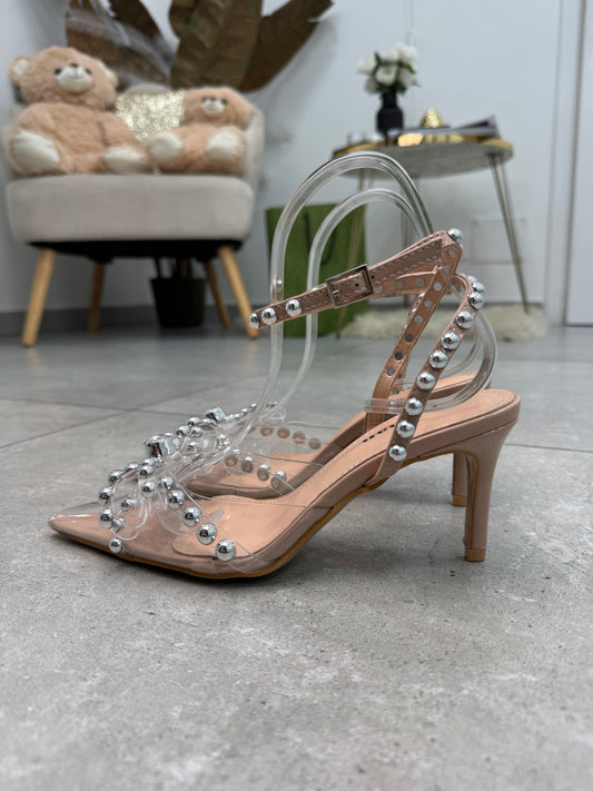 Décolleté Fiocco Borchie Nude