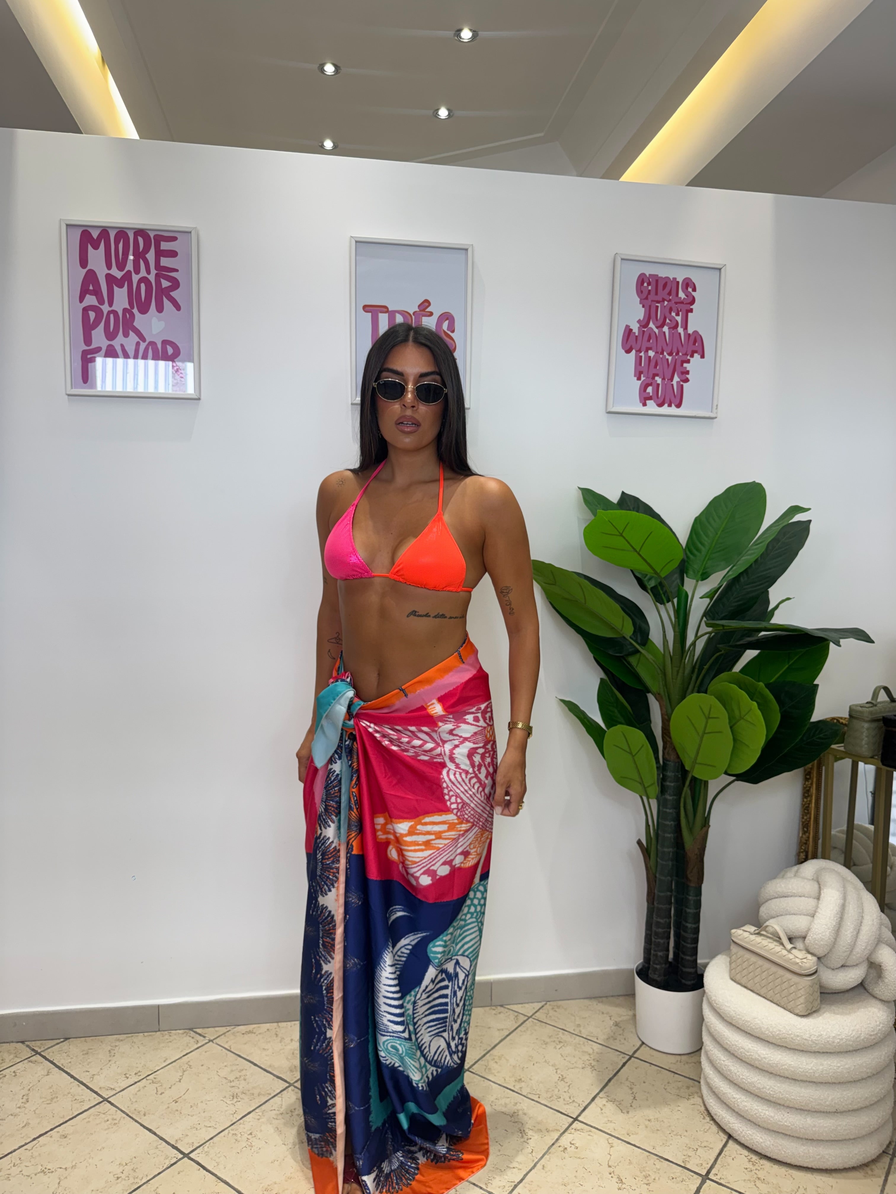 Pareo Tropical Blu/Magenta
