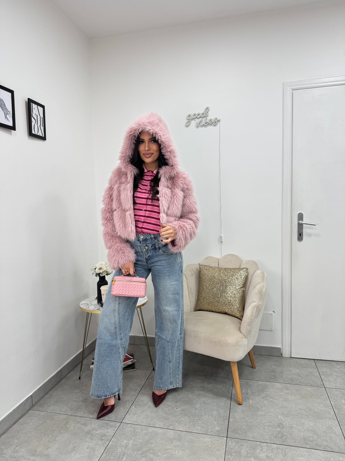 Ecopelliccia Crop Pink