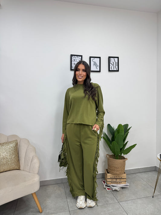 Pantalone Tuta Frange Verde