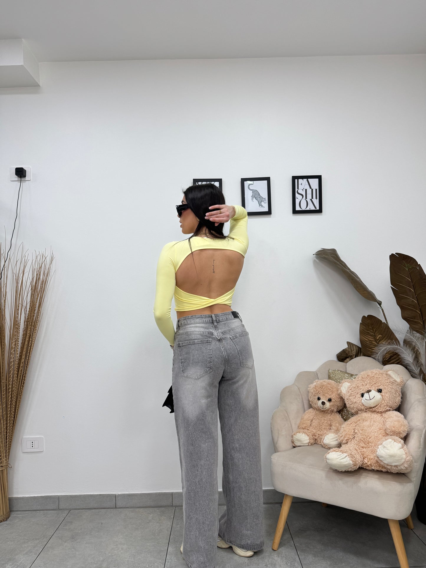 Maglia Crop Kendall Gialla