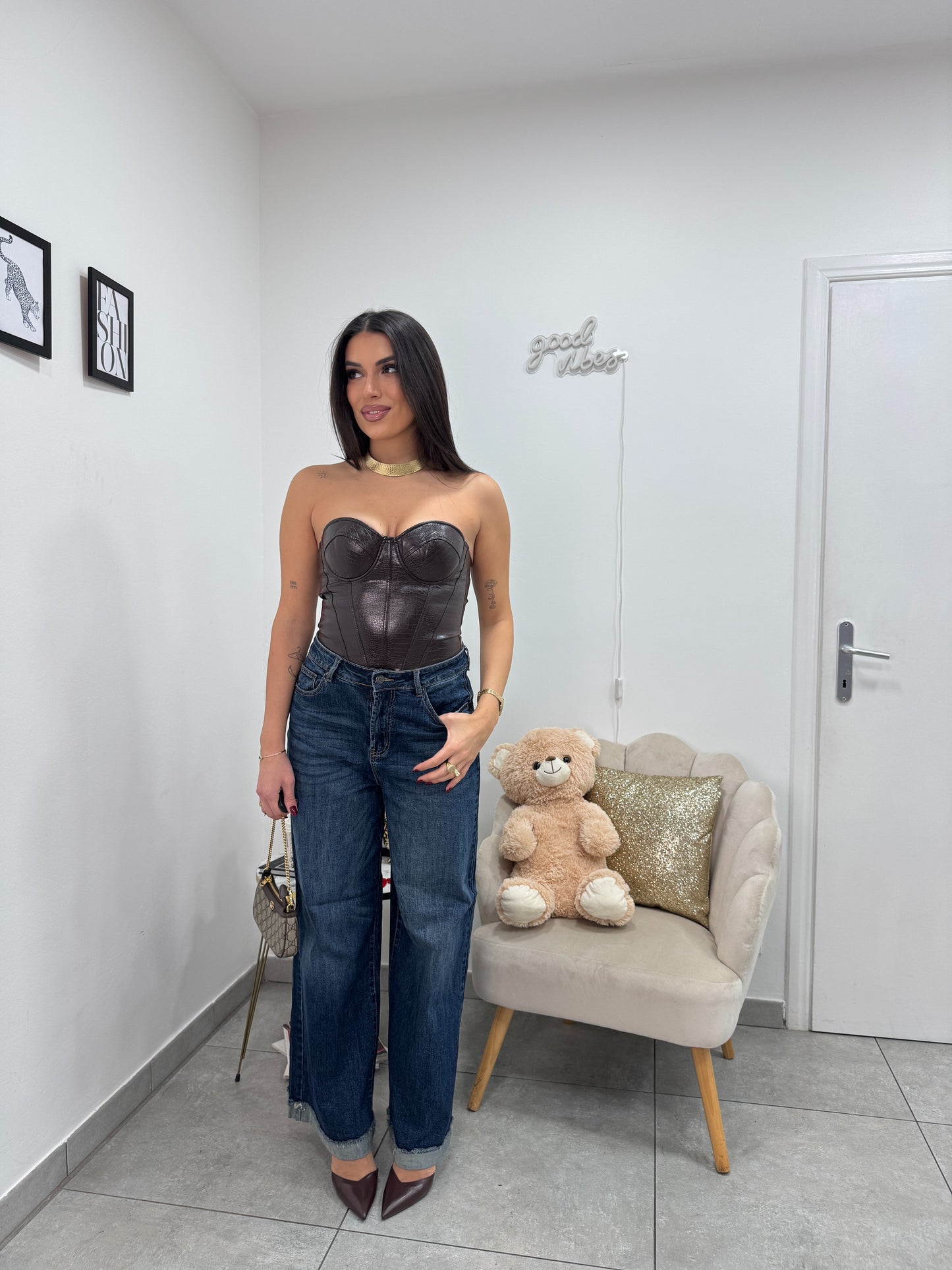 Corsetto Croc Marrone