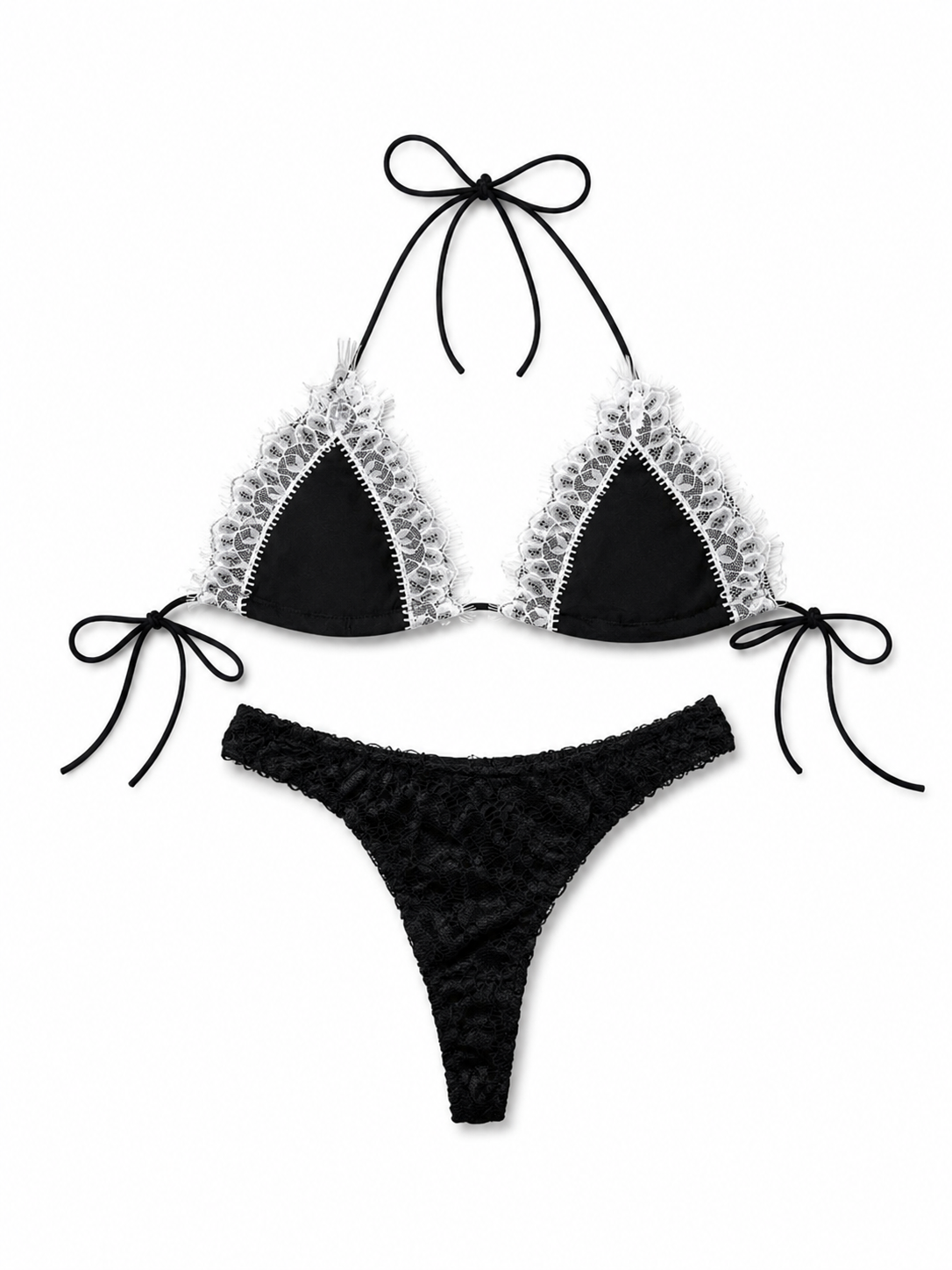 Set Bikini Pizzo Bianco/Nero
