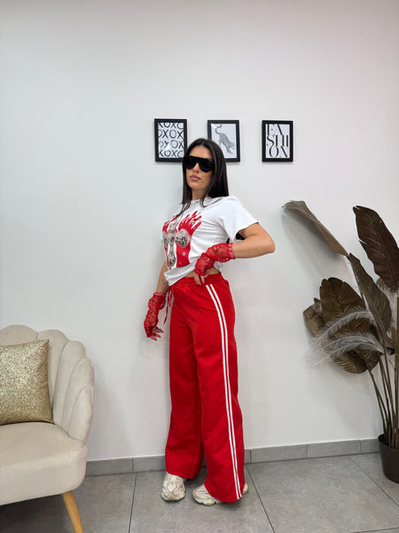 Pantaloni Bande Rosso