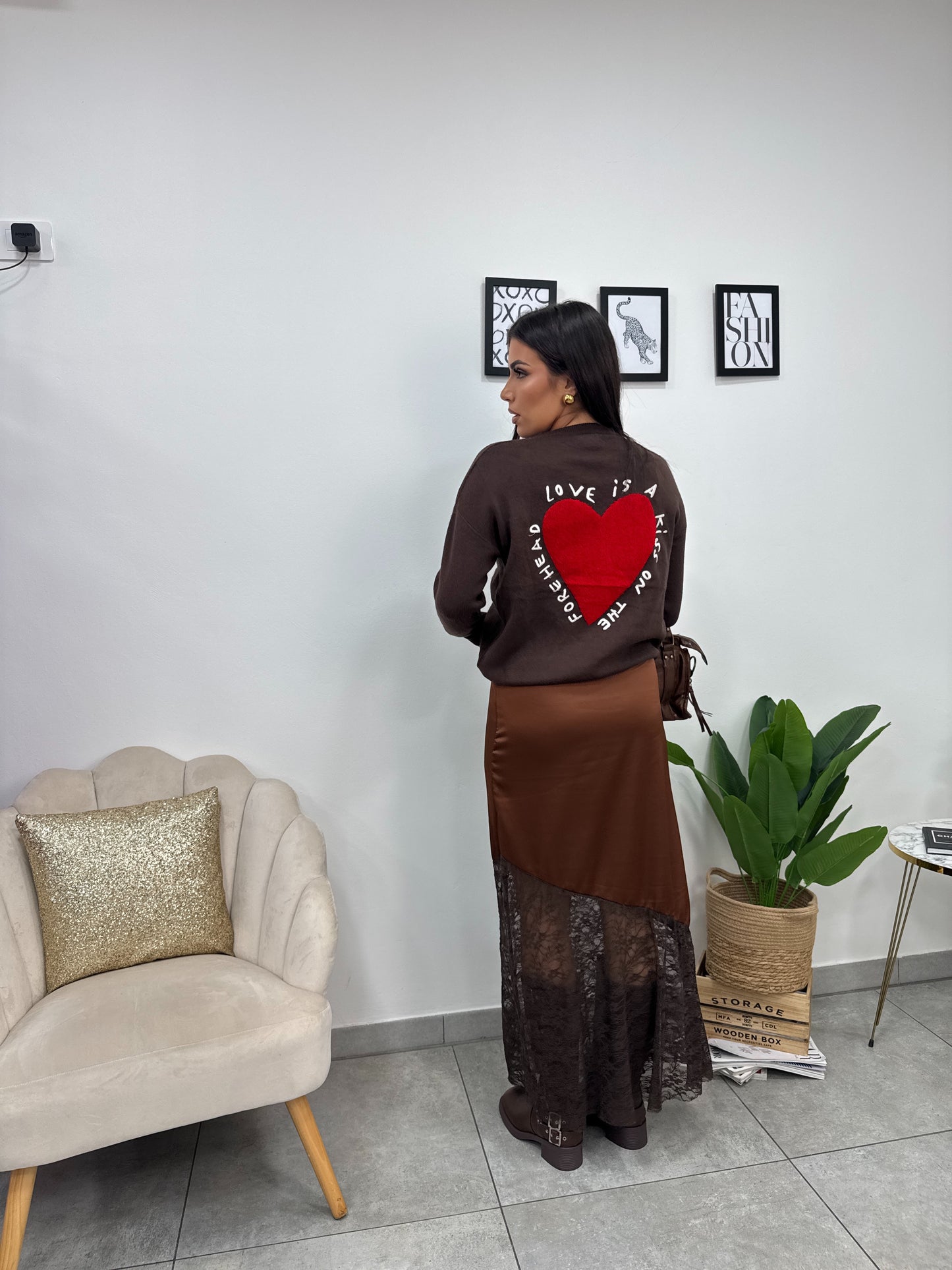 Gonna Raso Pizzo Marrone