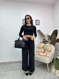 Maglia Crop Basic Nero