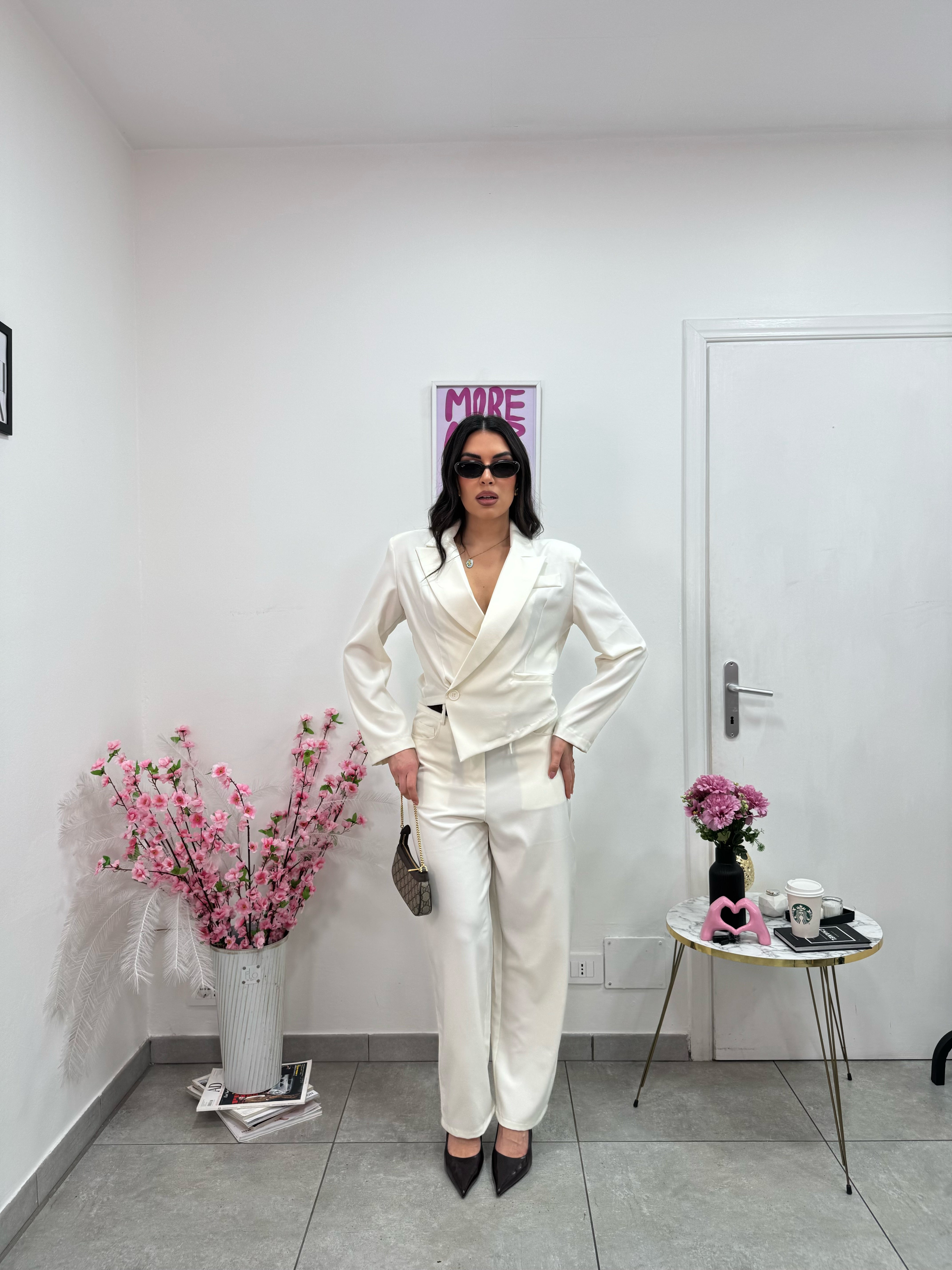 Giacca Crop Iris Panna