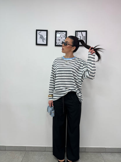 Longsleeve Righe Celeste