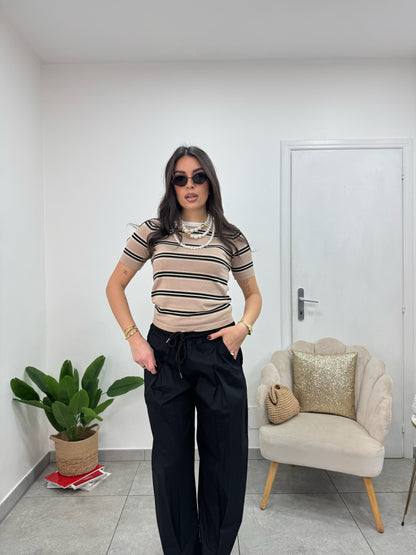 Maglia Spring Righe Beige Nera