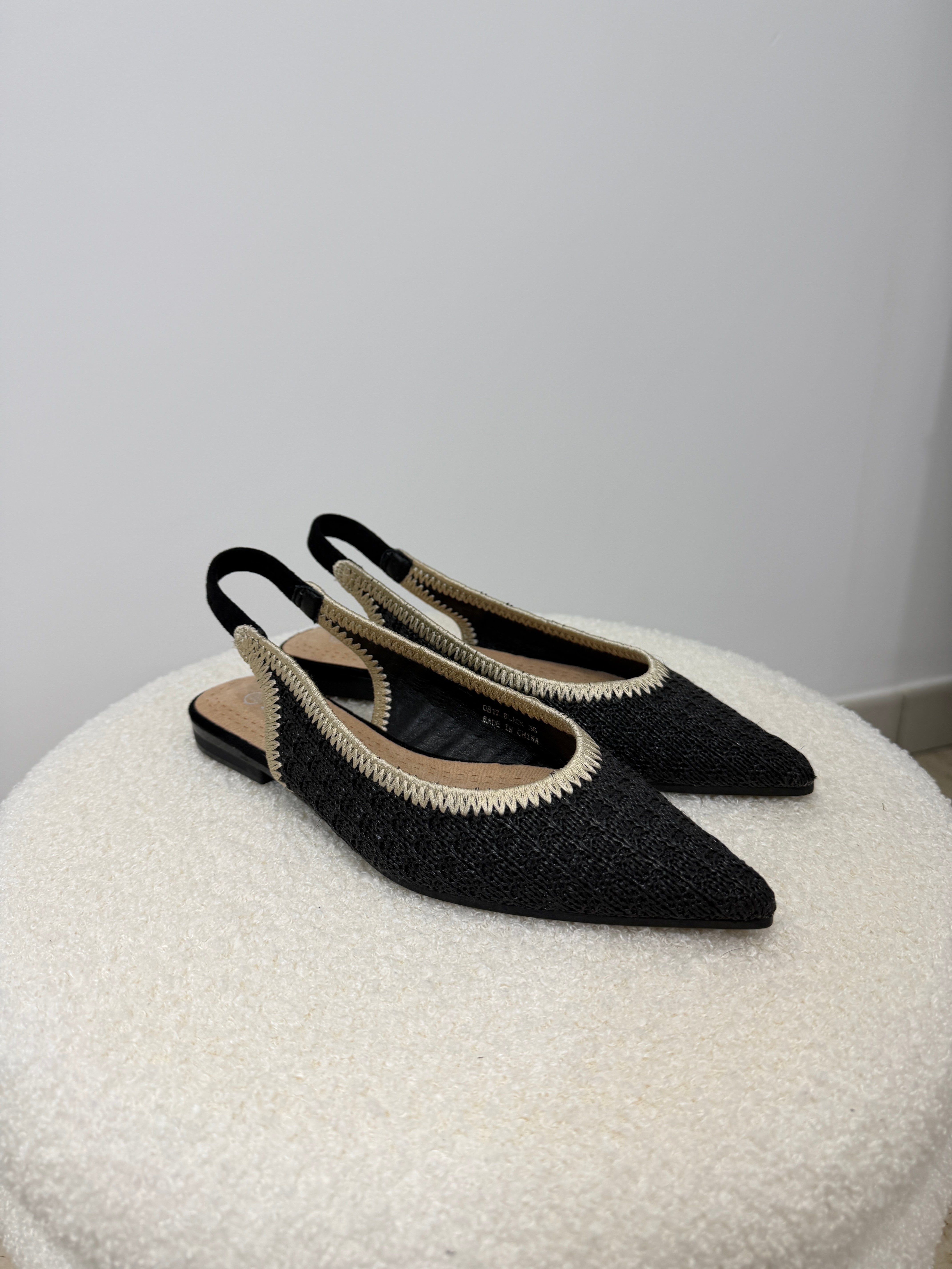 Ballerine Slingback Boho Nere