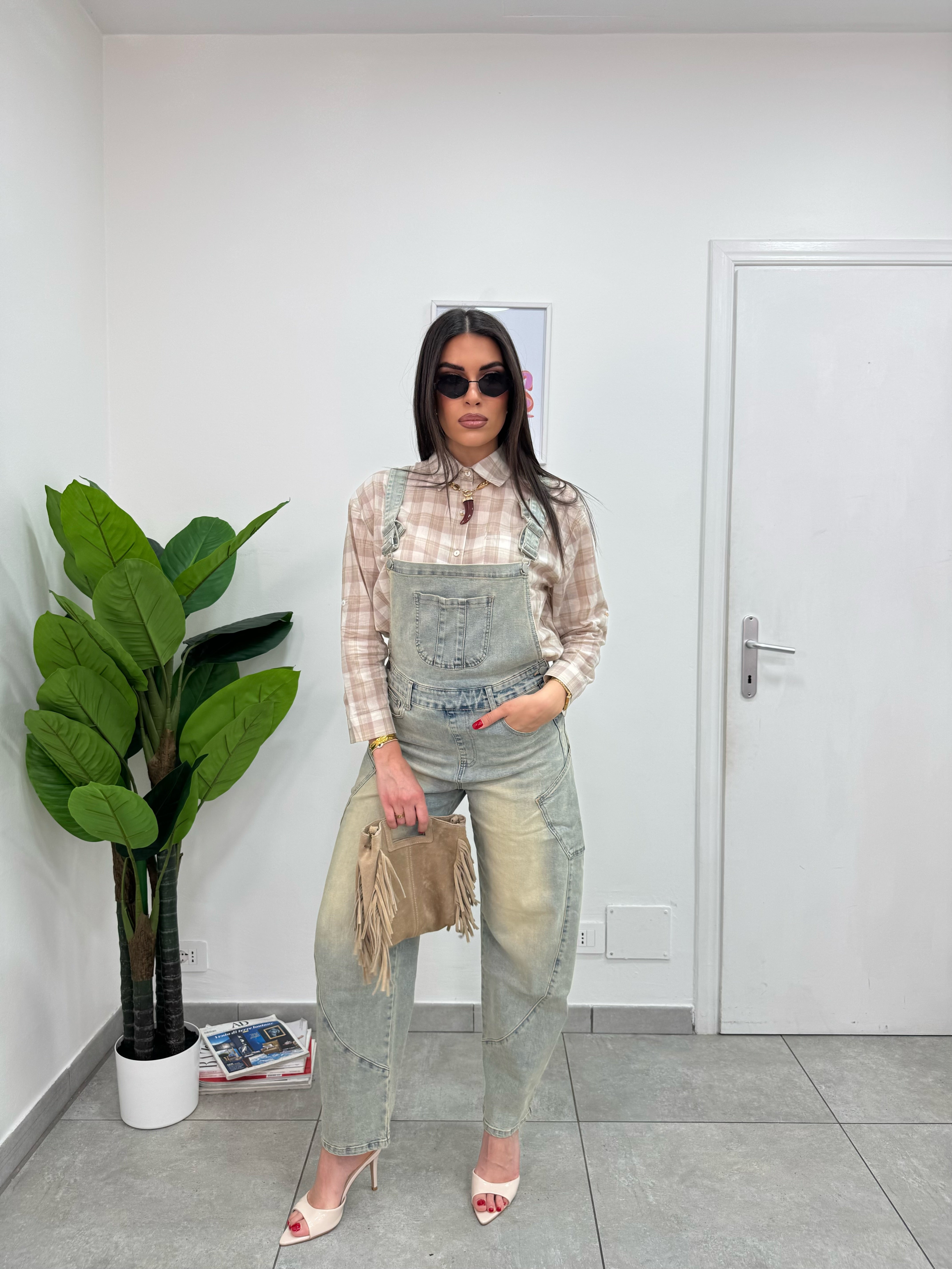 Salopette Jeans Sabbia