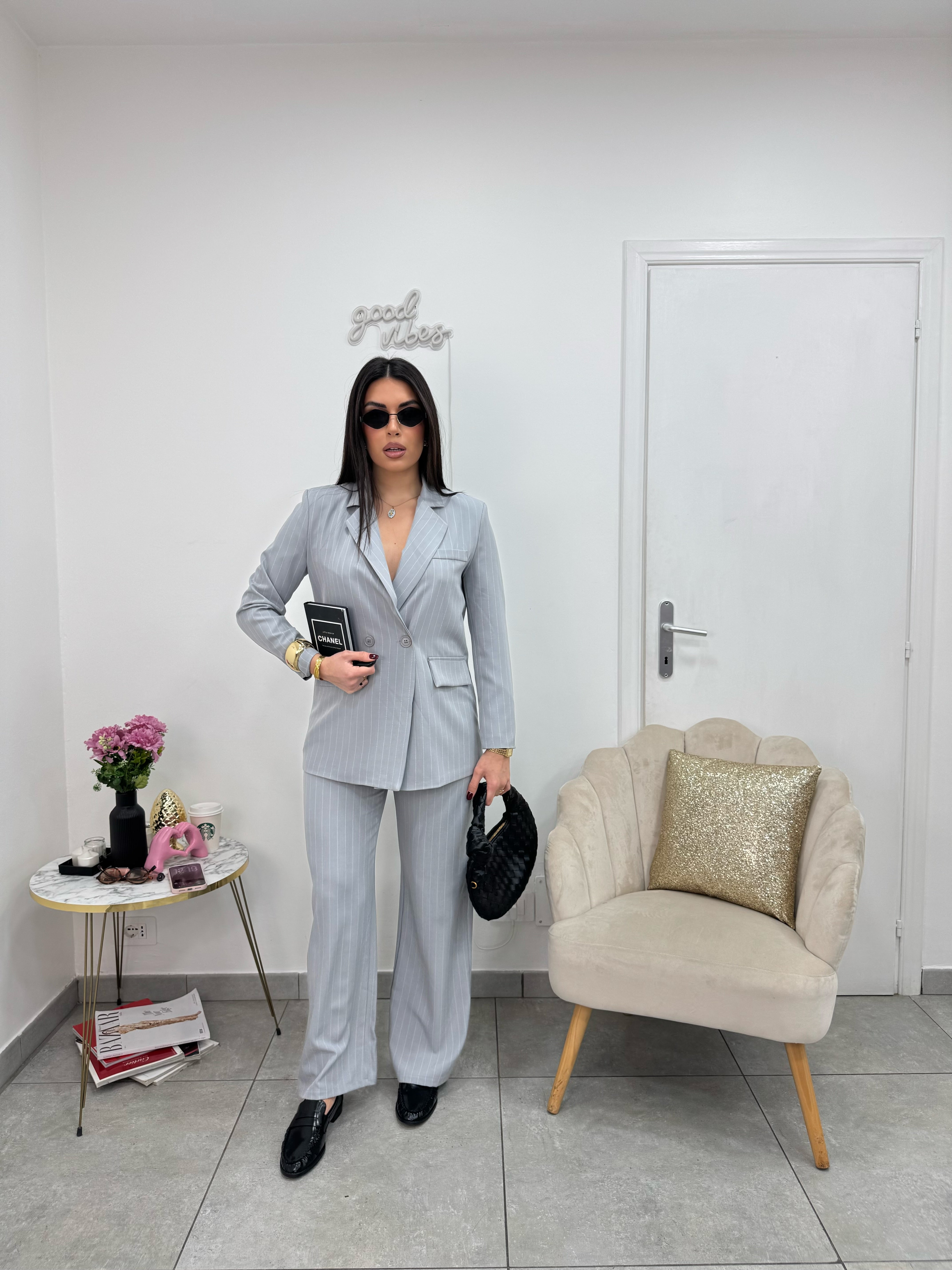 Pantalone Gessato Grigio