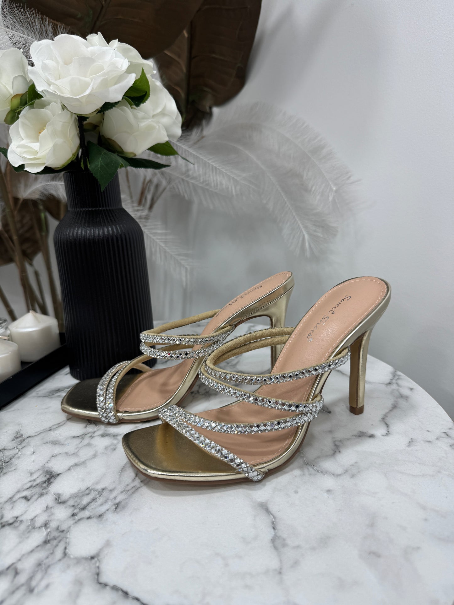 Sandali Swarovski Gold