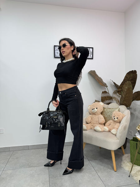 Maglia Crop Basic Nero