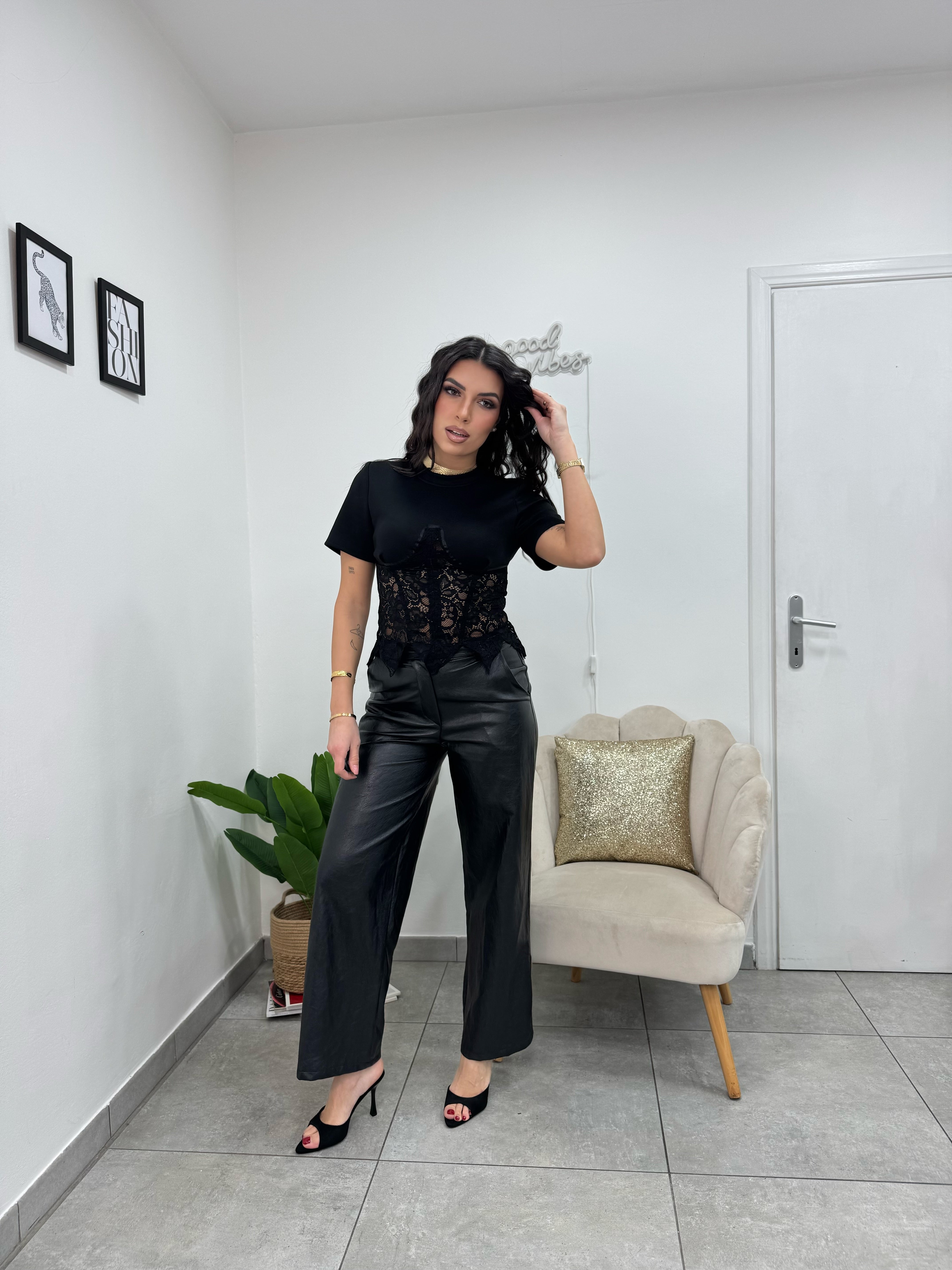 Pantaloni Ecopelle Nero