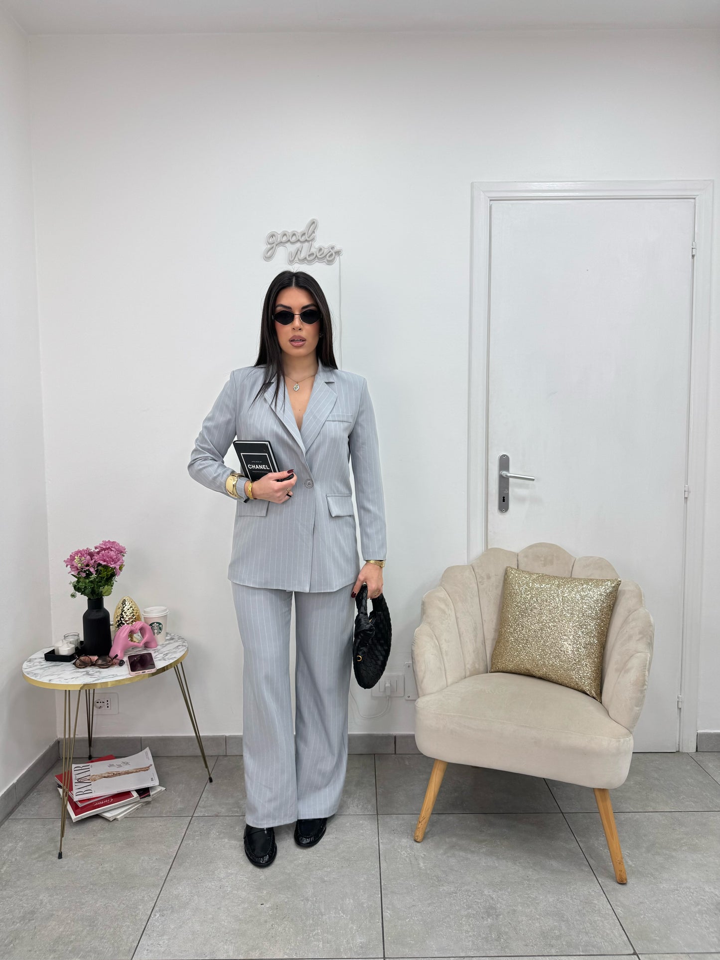 Pantalone Gessato Grigio