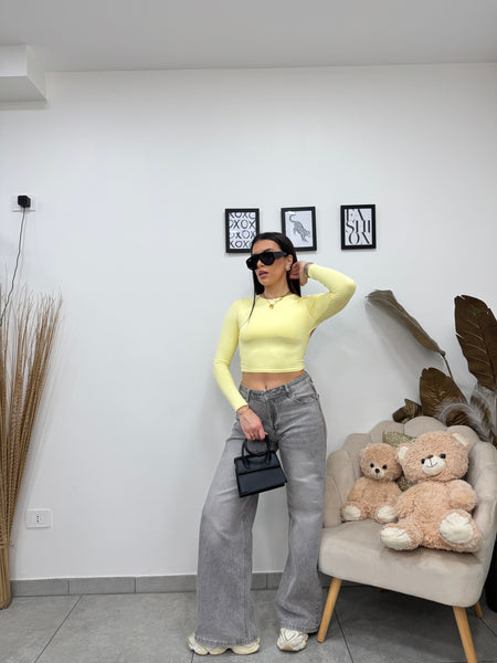 Maglia Crop Kendall Gialla