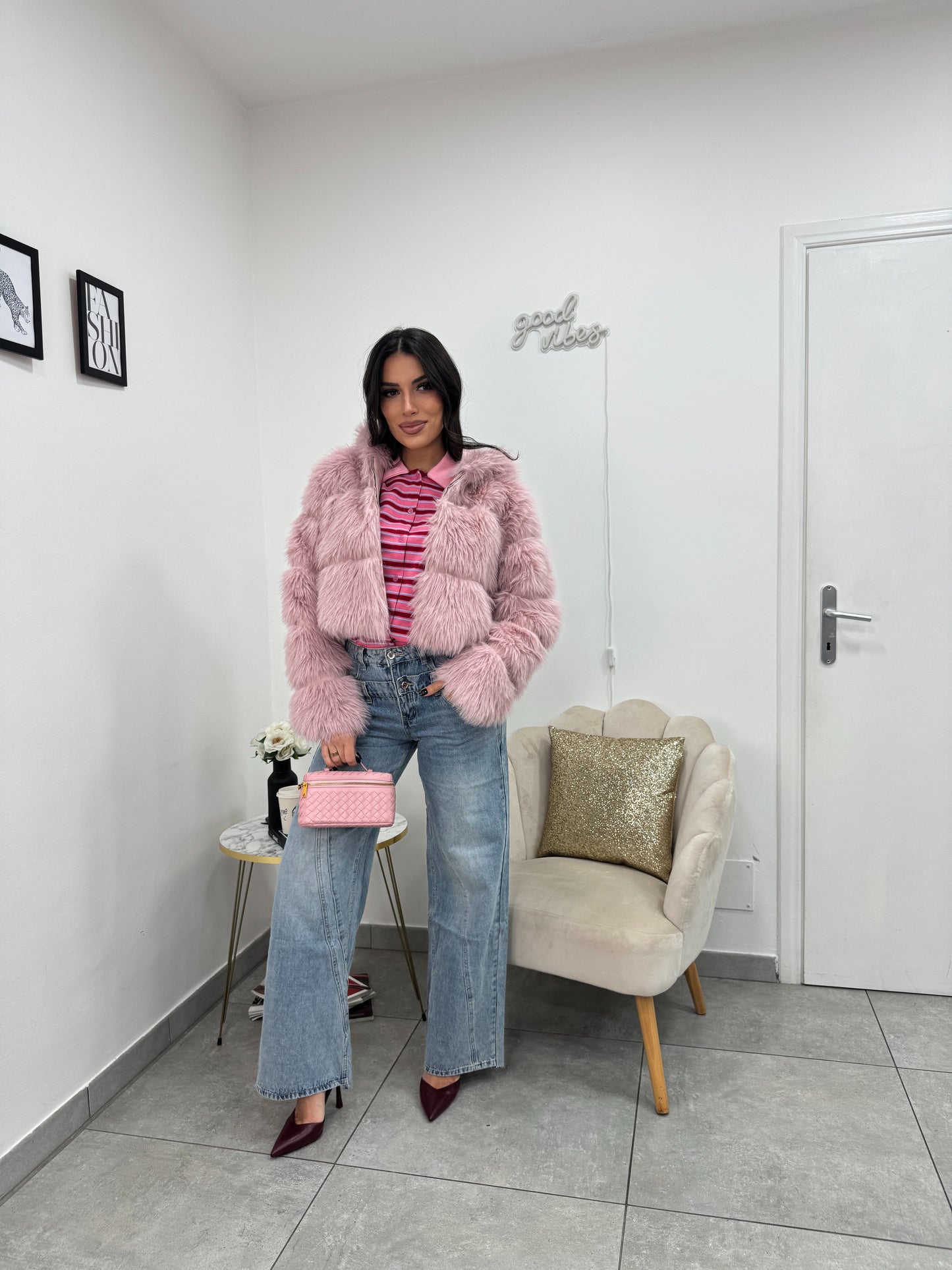 Ecopelliccia Crop Pink