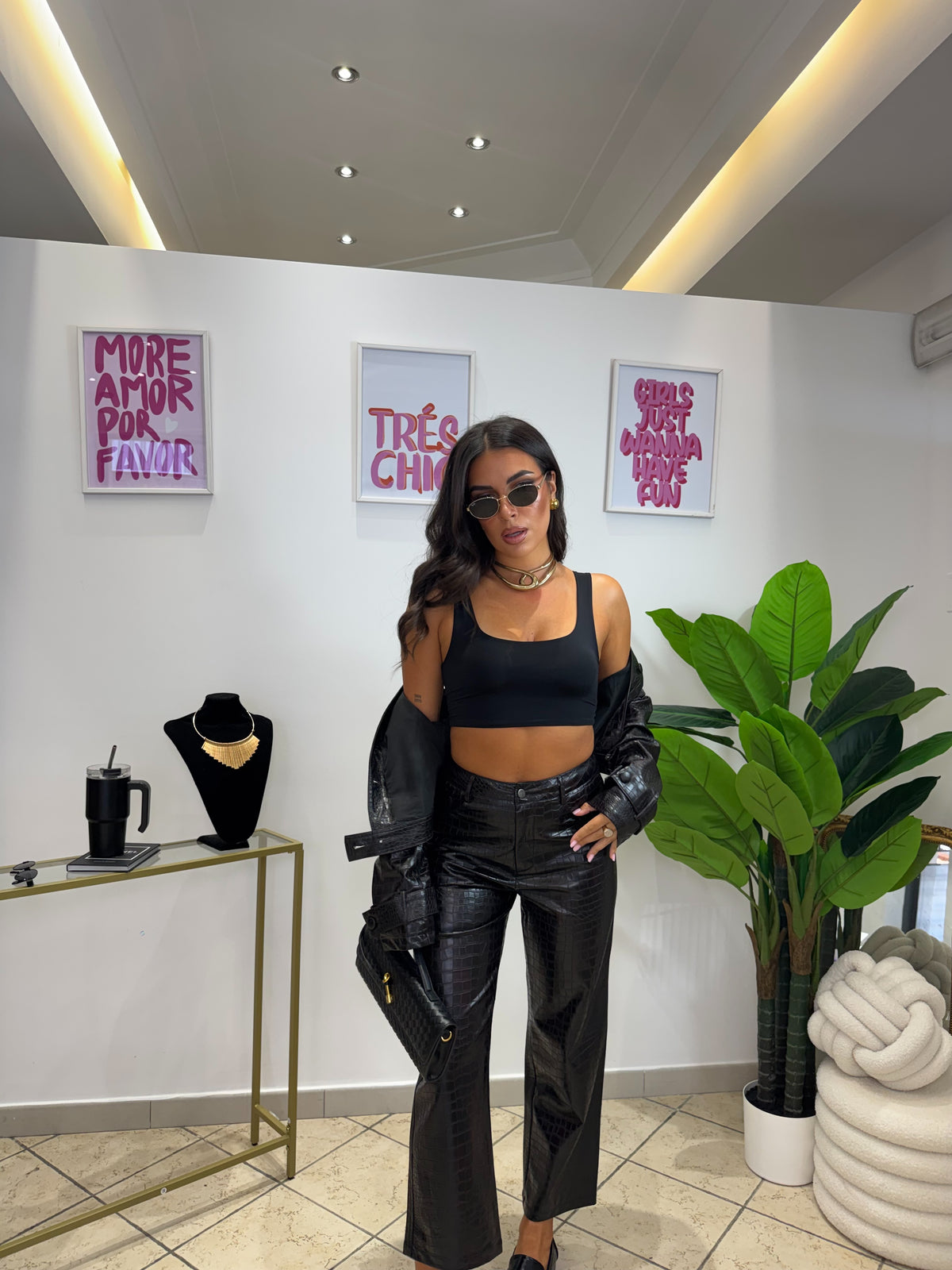 Crop Top Basic Nero