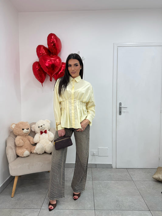 Jeans Wideleg Vintage Strass