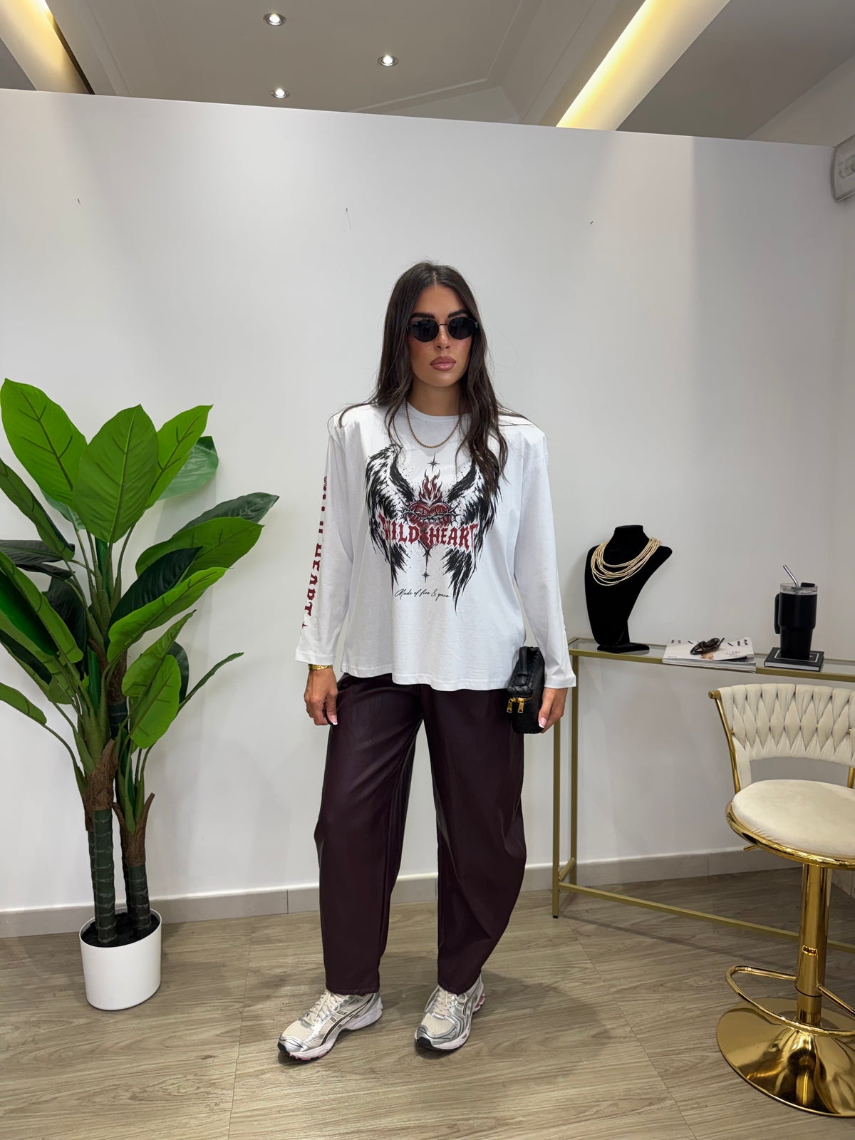 Pantalone Balloon Ecopelle Vino
