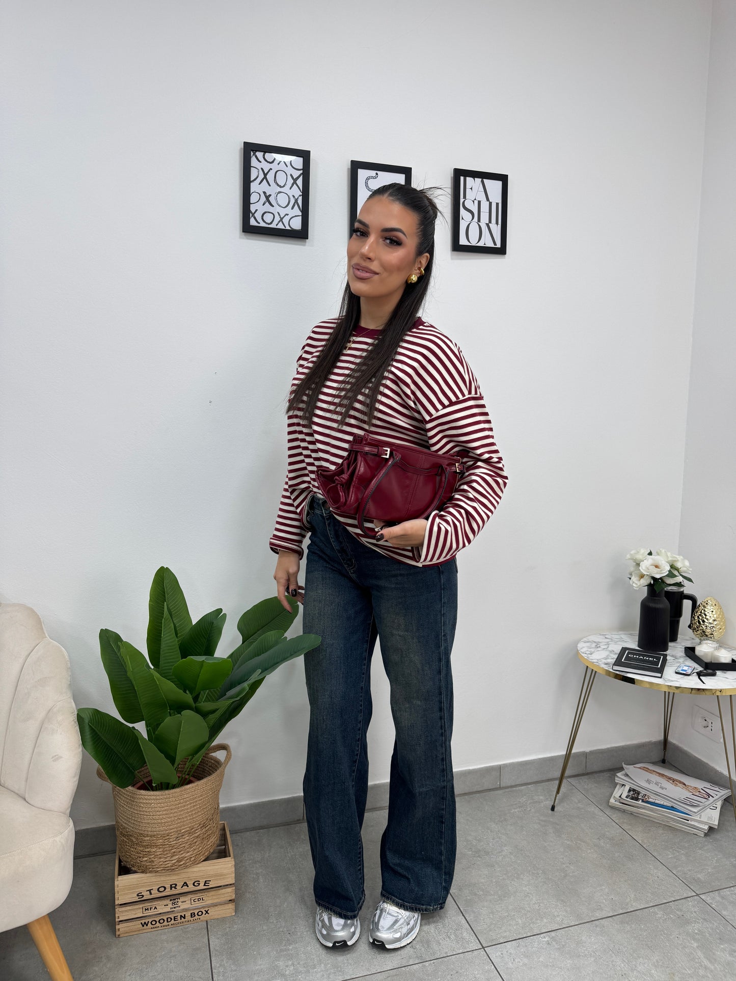 Maglia Righe Bordeaux Panna