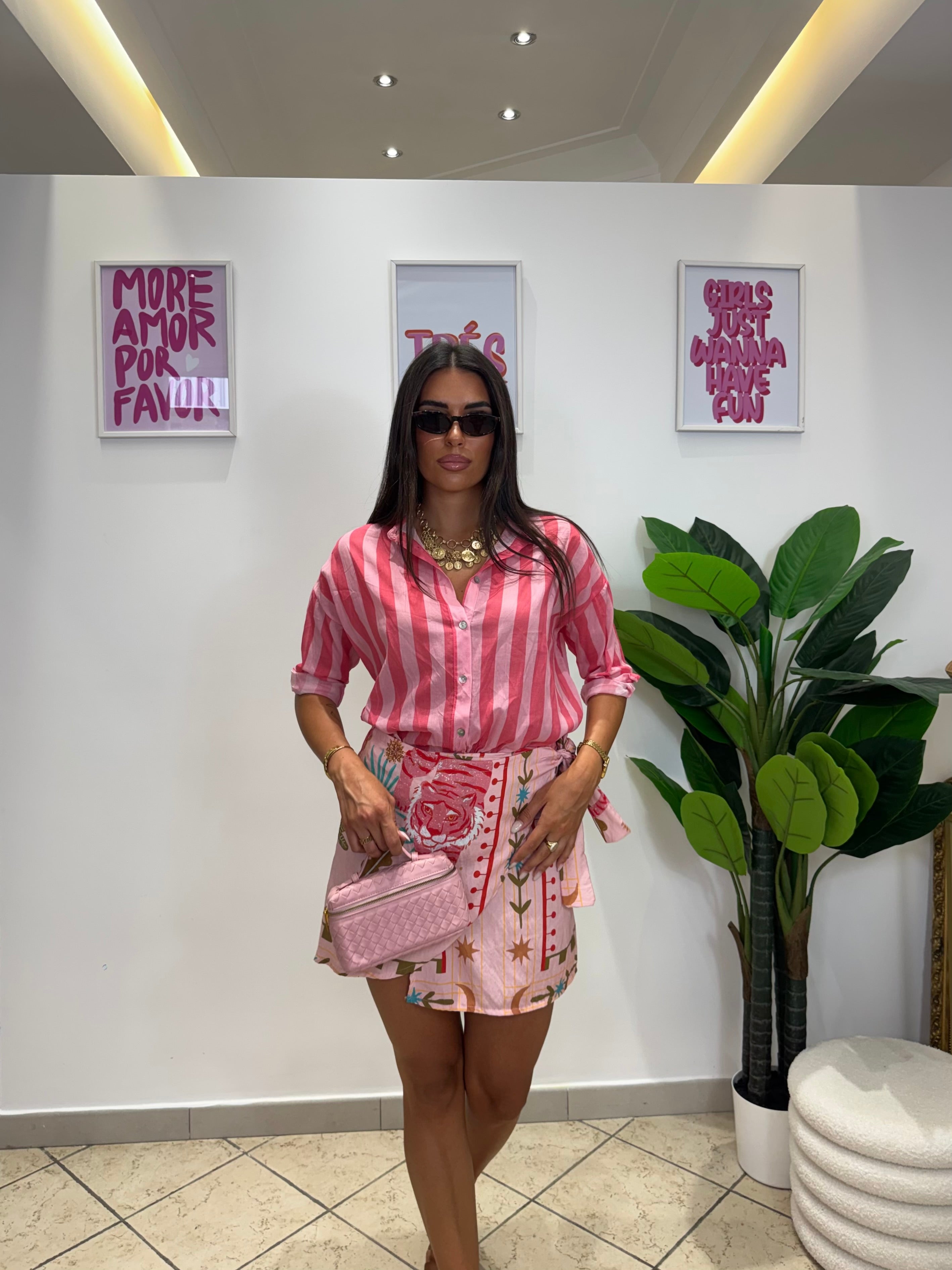 Camicia Righe Rosa/Fucsia