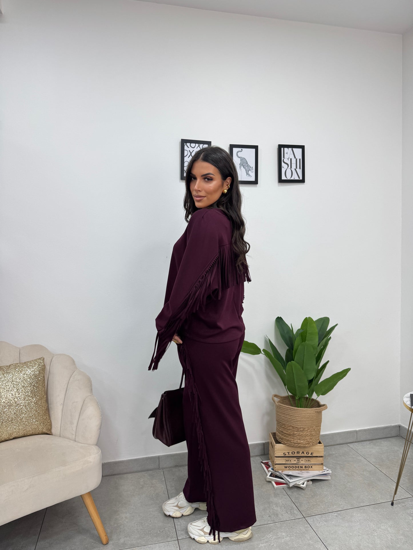Pantalone Tuta Frange Burgundy