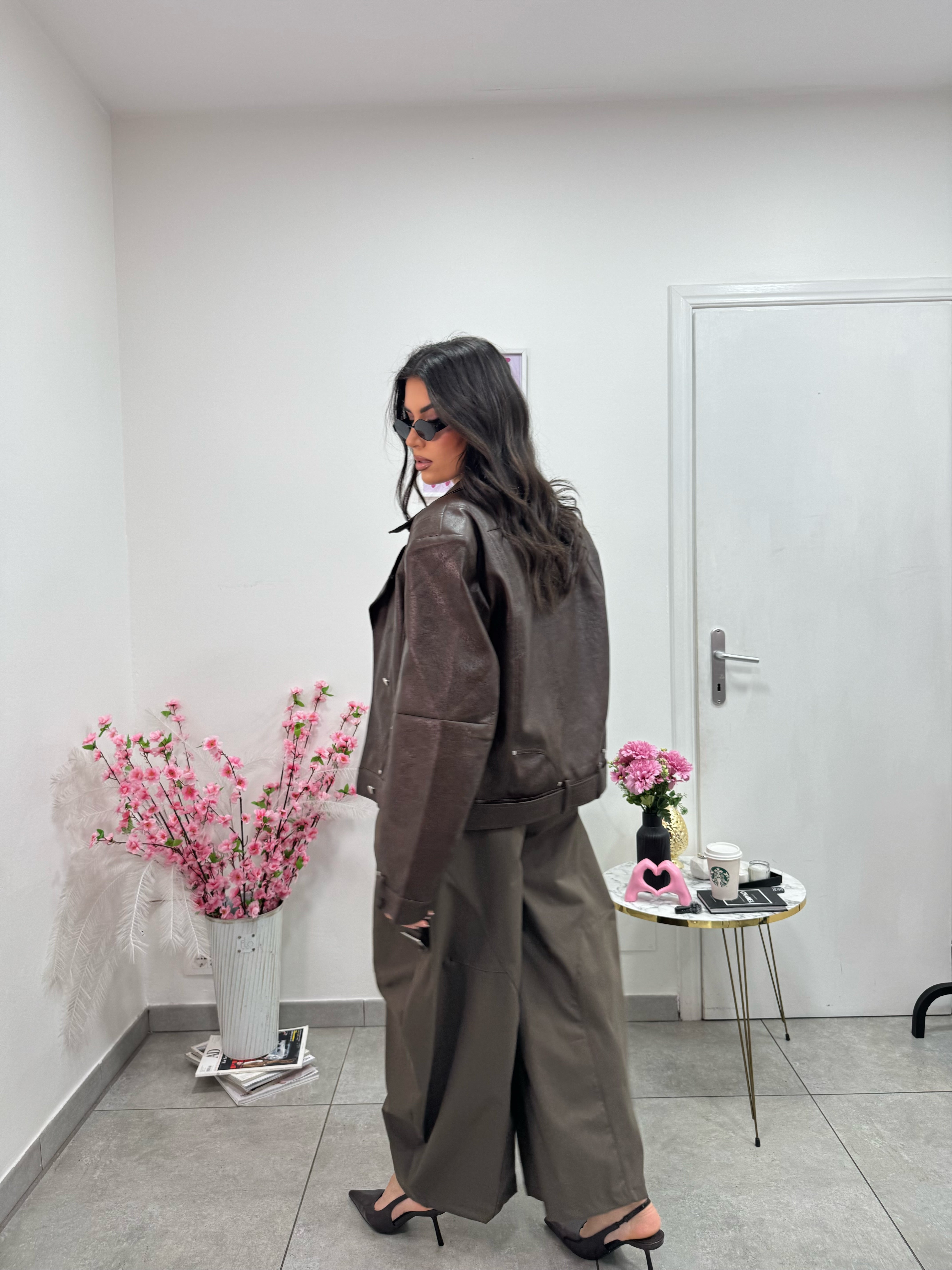 Giacca Ecopelle Strong Marrone