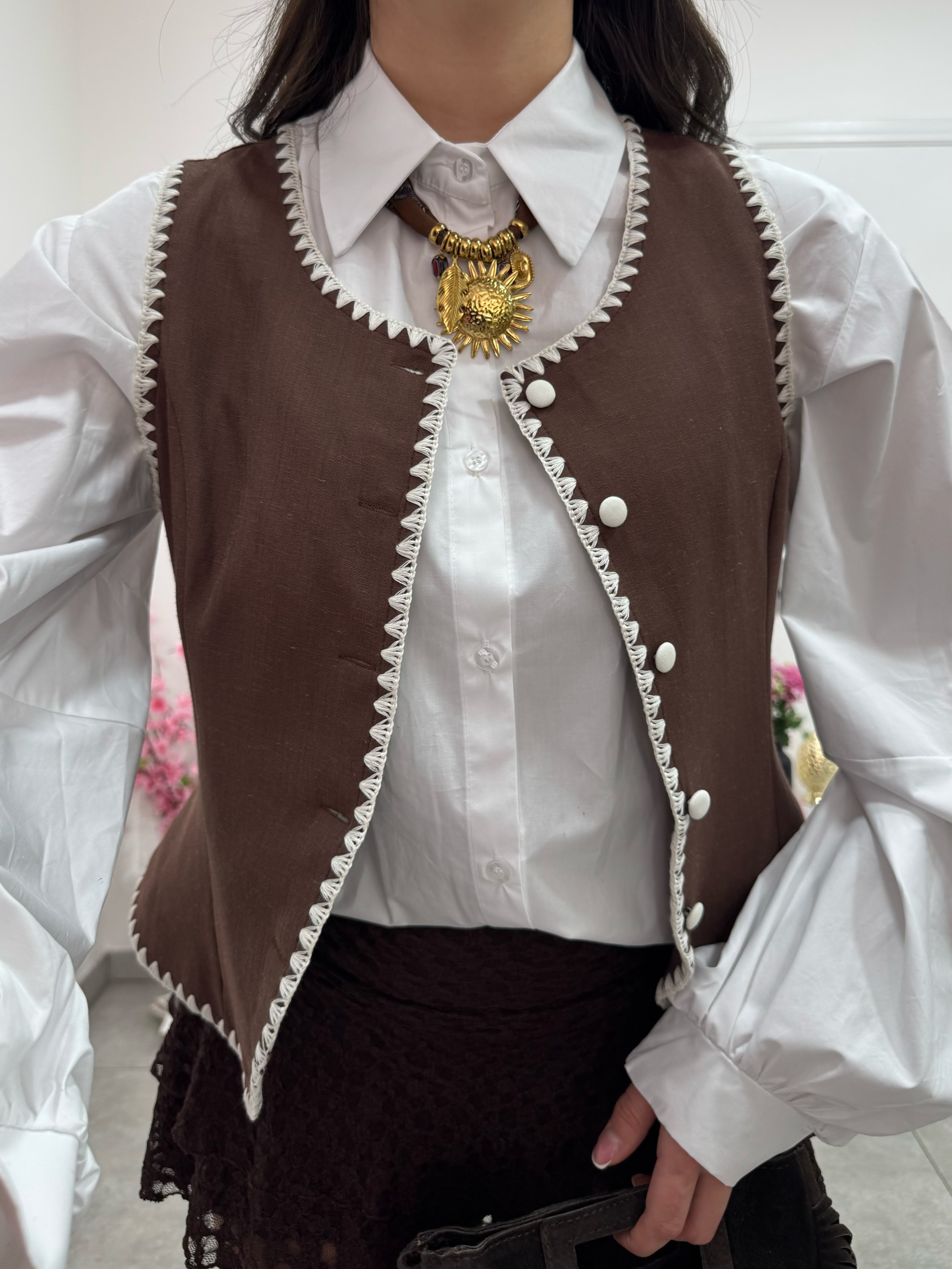 Gilet New Jersey Marrone