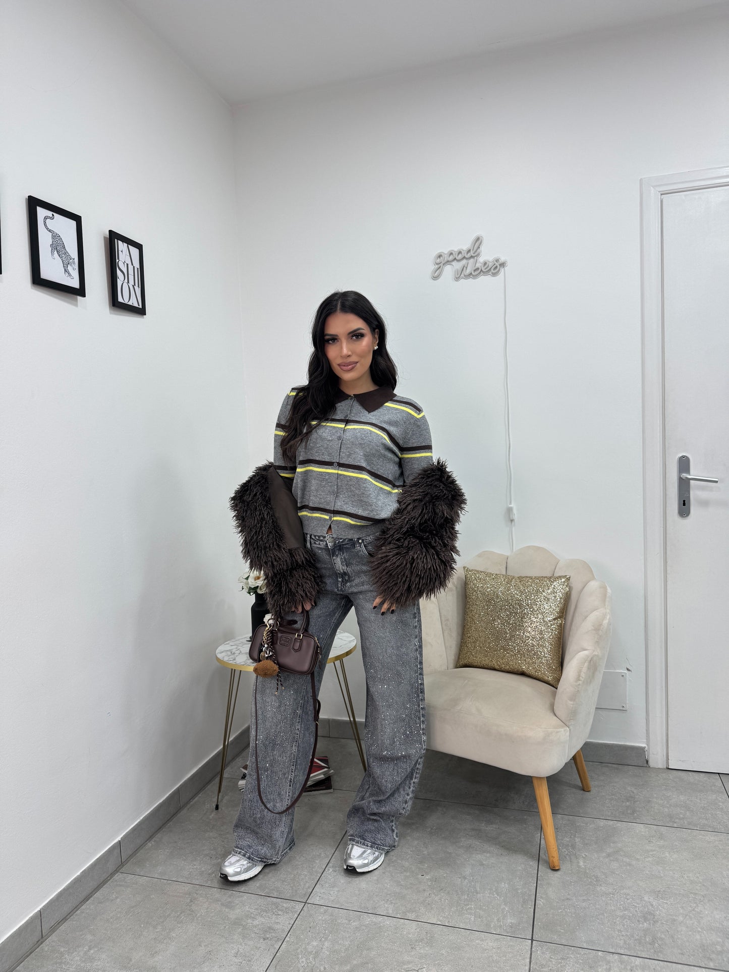 Cardigan Polo Grigio