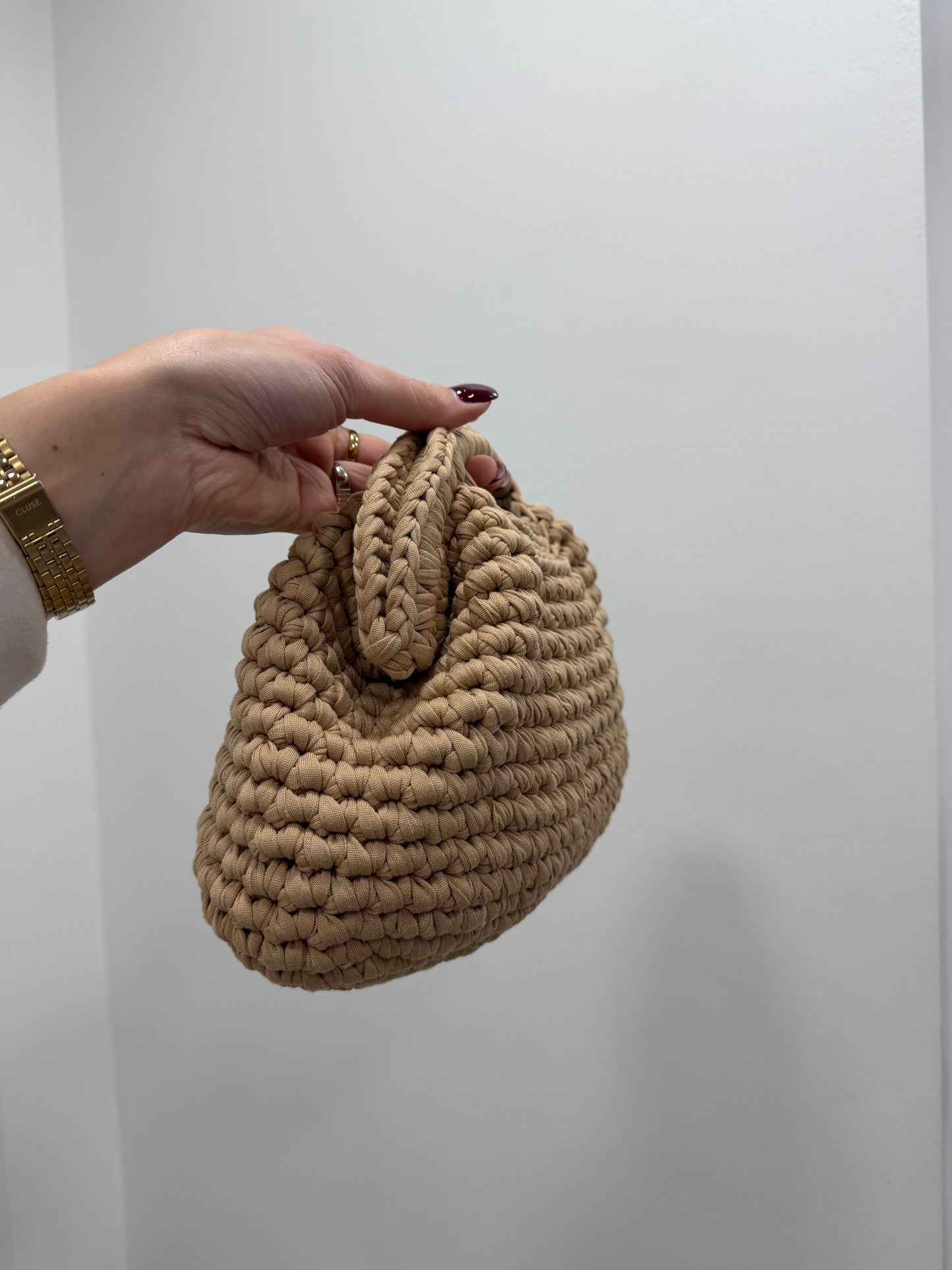 Clutch Bag Crochet Beige