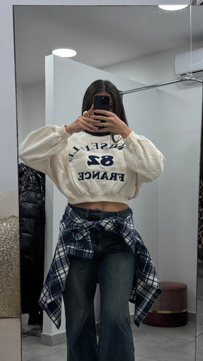 Felpa Marsiglia Panna/Blu