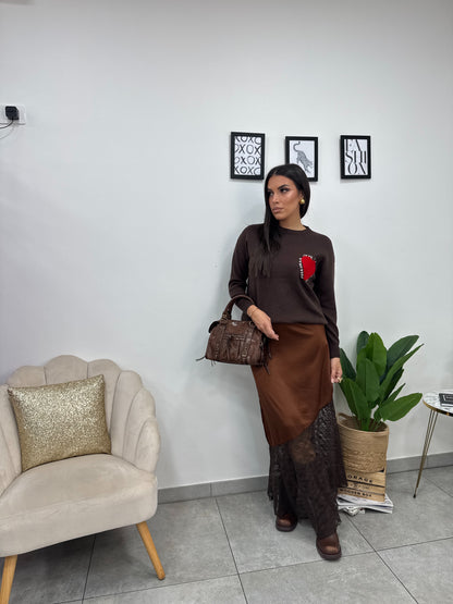 Gonna Raso Pizzo Marrone