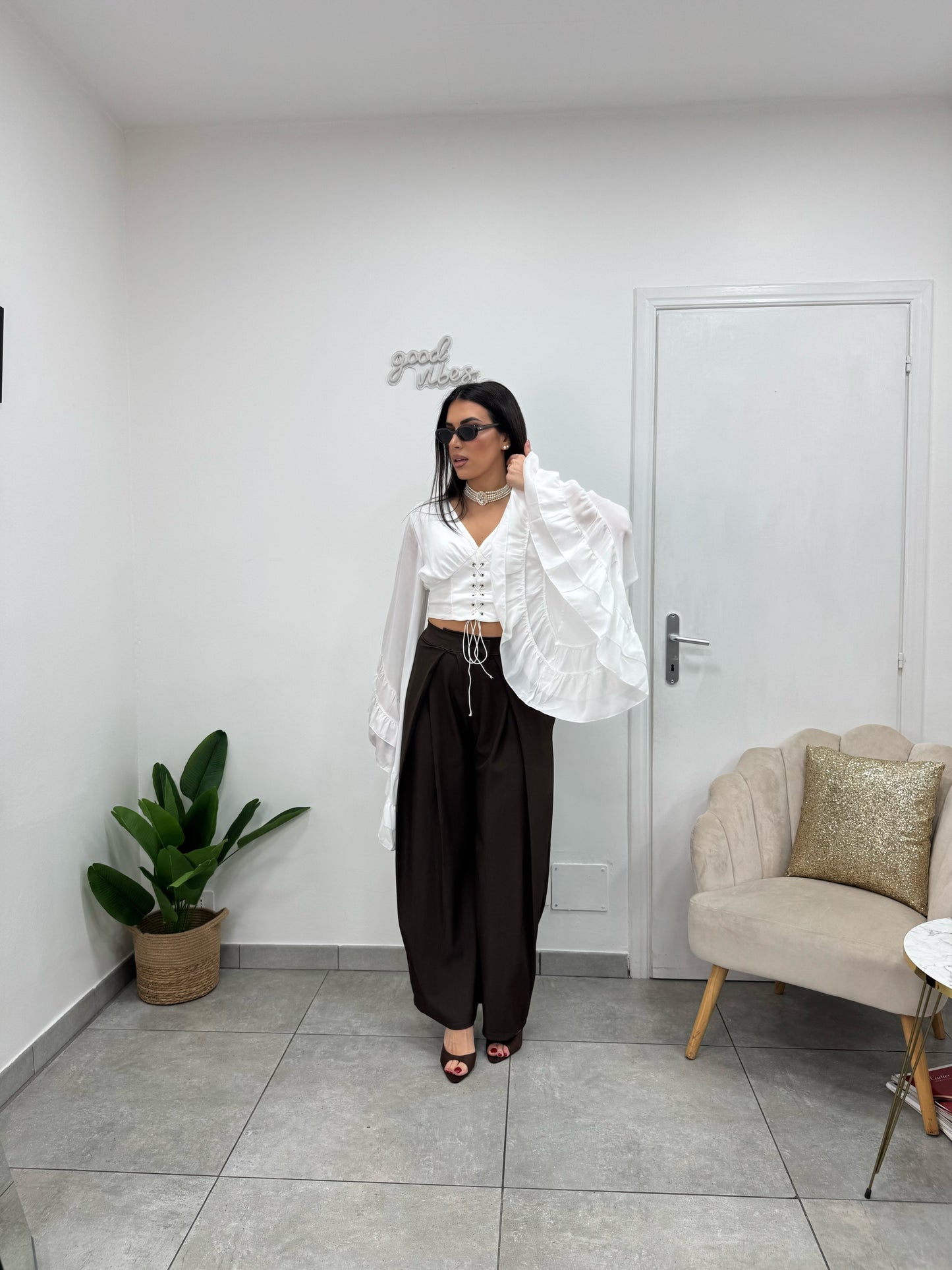 Camicia Crop Yasmine Bianca