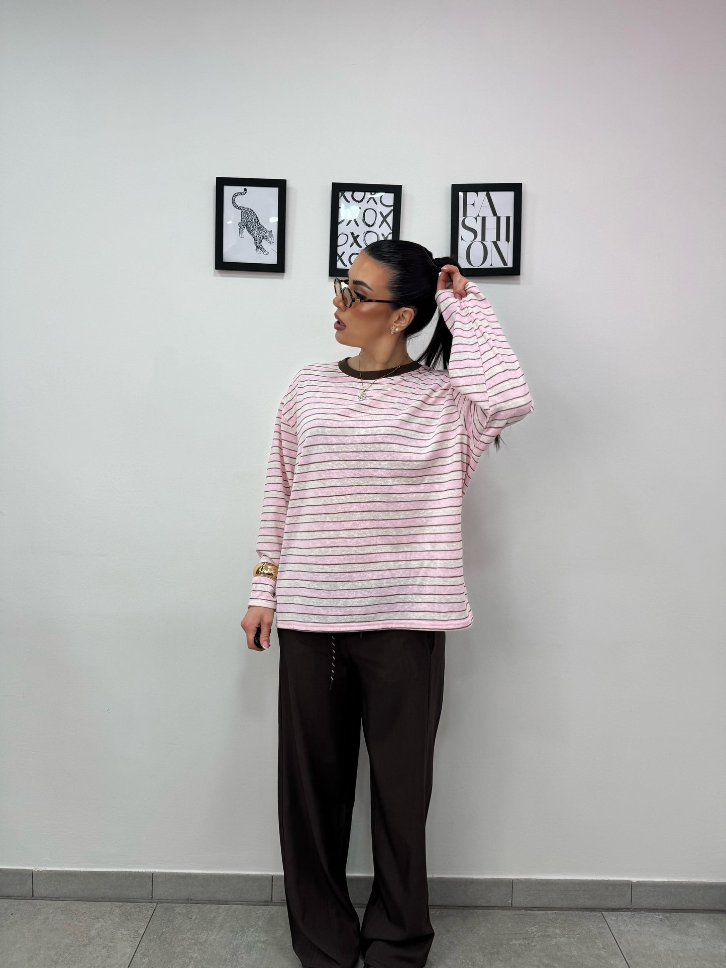 Longsleeve Righe Rosa