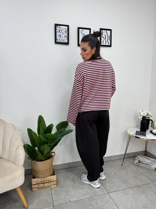 Maglia Righe Marrone Rosa
