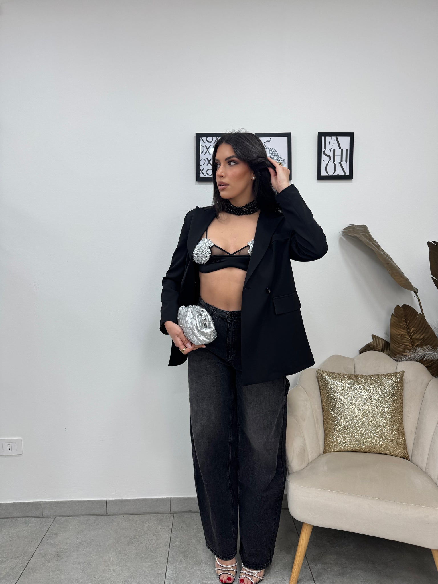 Blazer Over Doppiopetto Nero