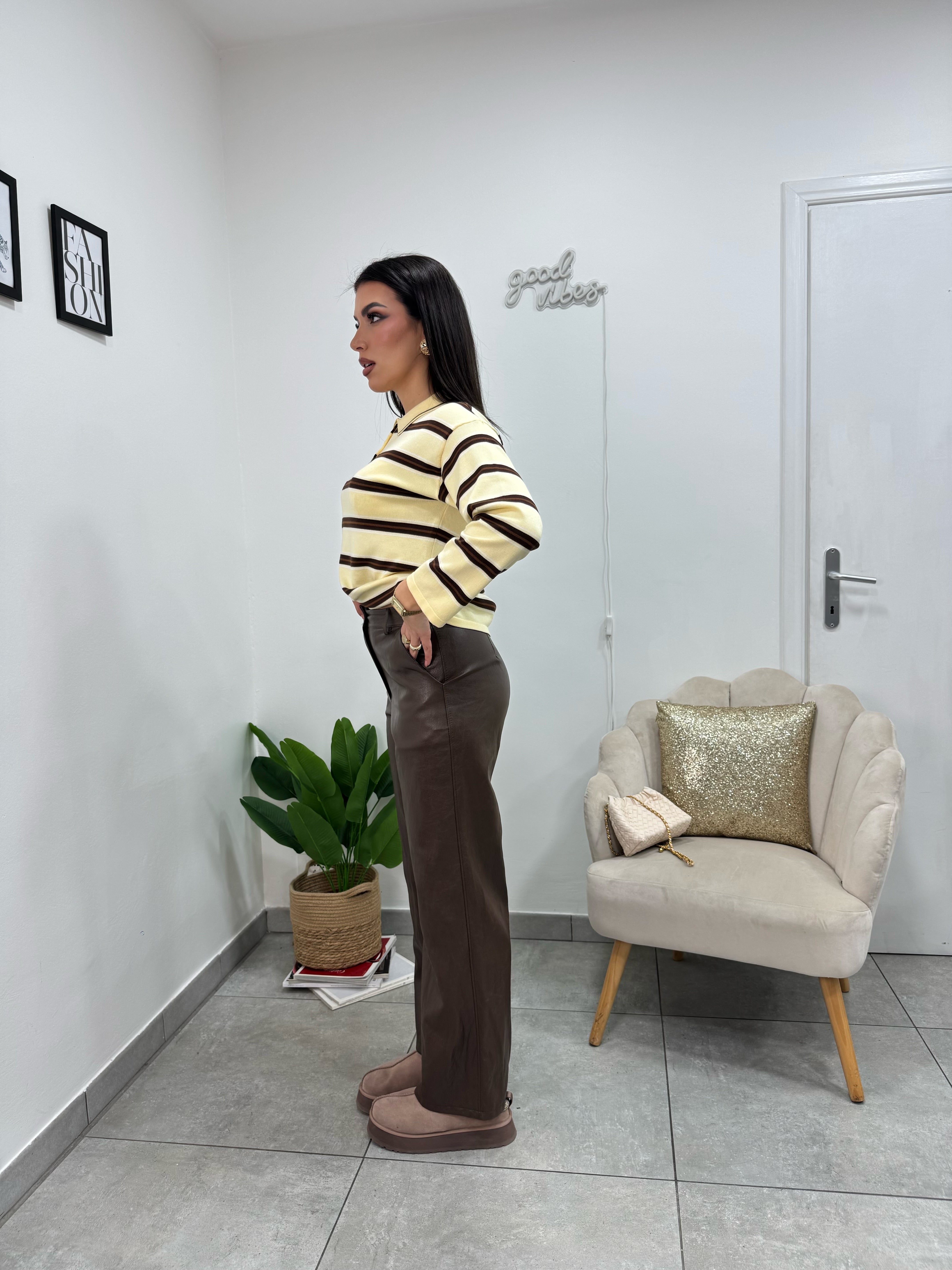 Pantaloni Ecopelle Marrone