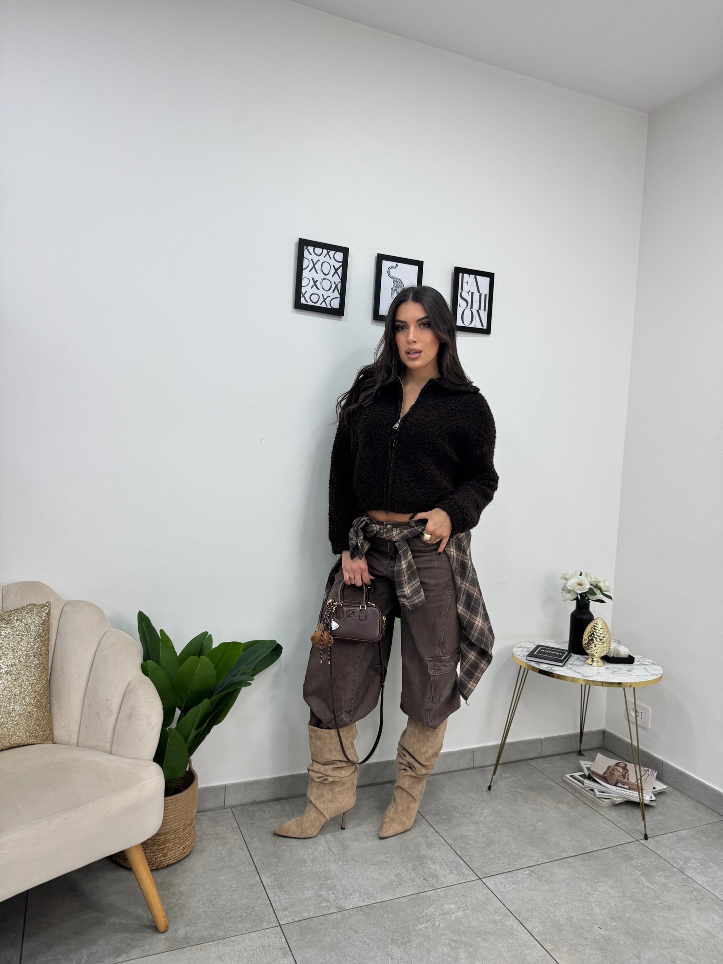 Cardigan Casual Marrone